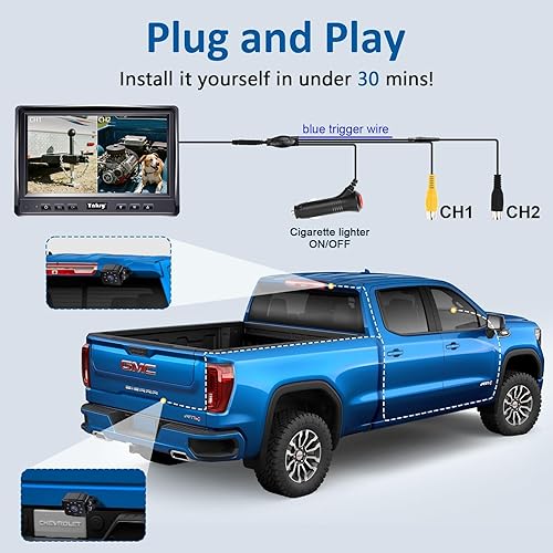 Miniatura 21 de Cámara de respaldo HD 1080P para automóviles, camiones, SUV, caravanas, visión nocturna, impermeable, gran angular, fácil instalación, incluye