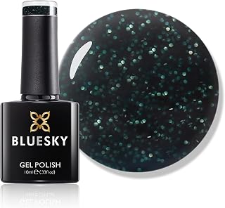 Bluesky Gel Nail Polish, Wise, Aw19, Green Glitter, Long Lasting, Chip Resistant, 10 ml (Requires Drying Under UV LED Lamp) Fw1921