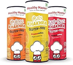 Healthy Master Roasted Khakhra Combo, 300g (Each 100G) | Oats, Quinoa & Ragi Beetroot Coin Khakra | Gluten Free Roasted Snack | High Protein & Fiber I Healthy Snacks for Adults & Kids