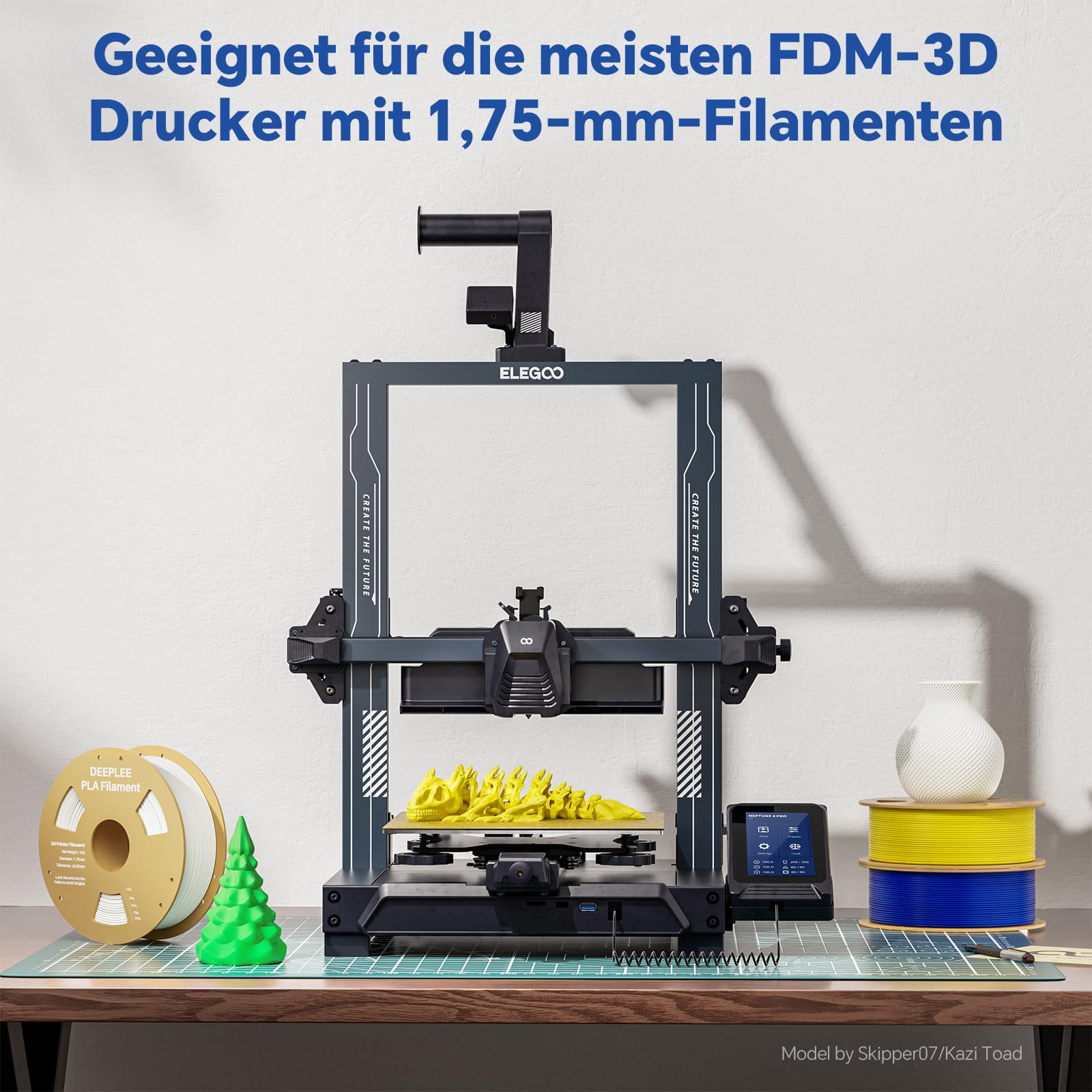 DEEPLEE PLA Filament 1.75mm 4kg (1KG/Spool) Maßgenauigkeit +/- 0,02 mm Weiß für FDM 3D Drucker