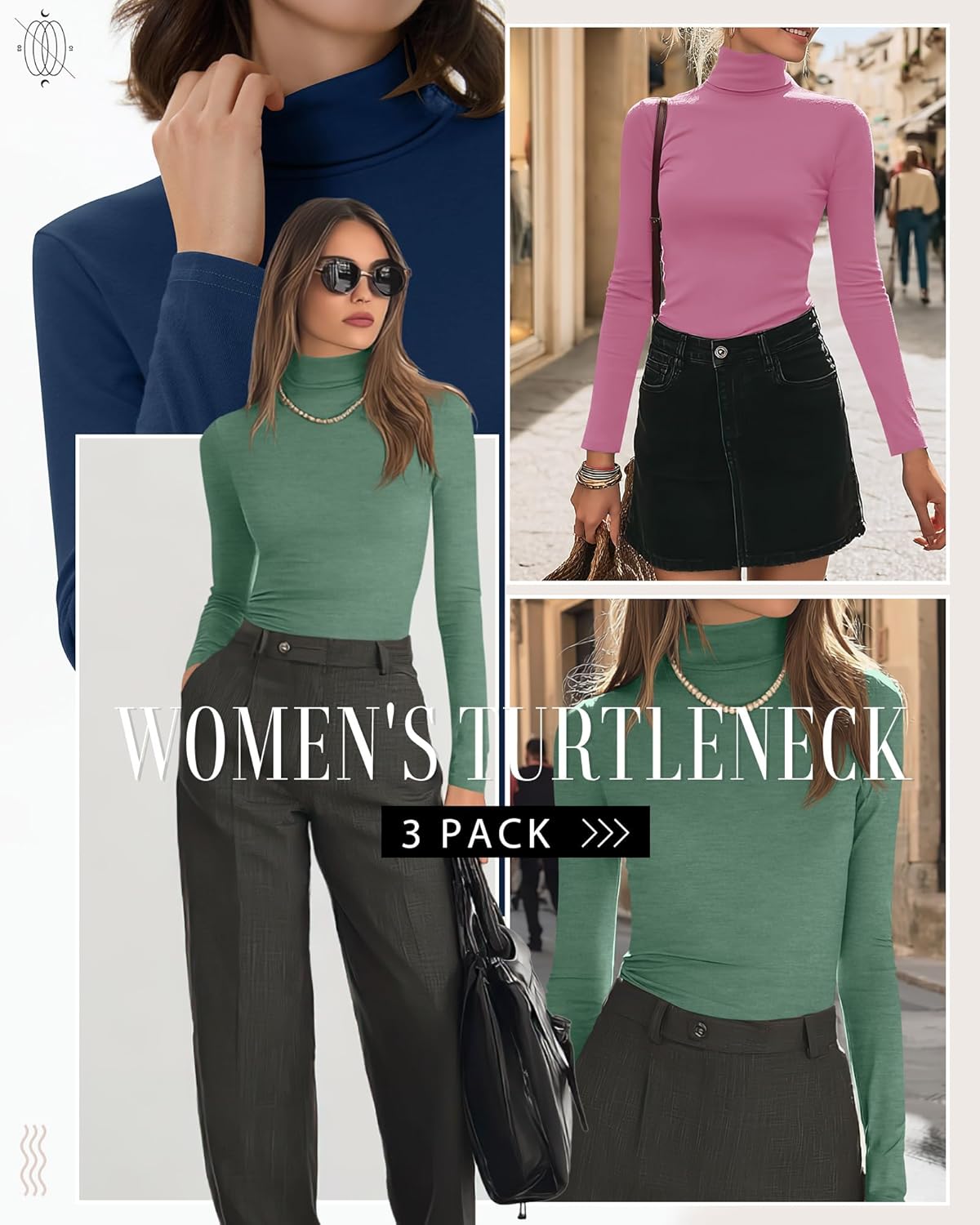 Neer 3 Pack Cotton Women's Turtleneck Long Sleeve Tops Thermal Underwear Base Layer Fall Winter Shirts Sweater - Image 2