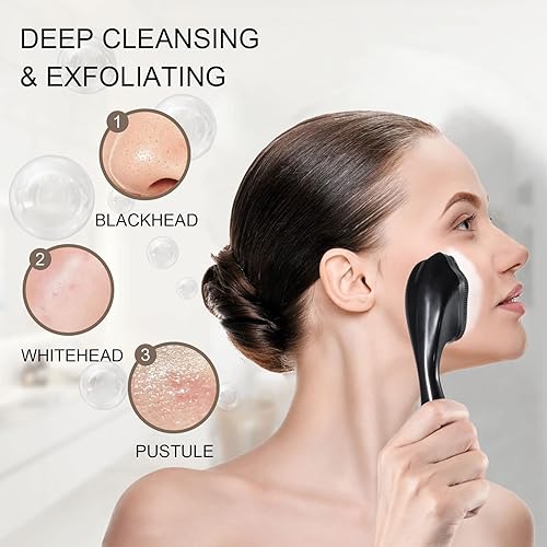 Miniatura 3 de Cepillo exfoliante facial de silicona, paquete de 2 unidades para hombres, cepillo de limpieza facial manual manual para puntos negros, cerdas