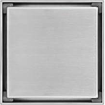 Shower Floor Drain 4 Inch Shower Drain Stainless Steel with Tiled Insert Grate and Hair Filter, Square, Anti-odor, Anti-clogging for Kitchen, Bathroom, Basement and Garage,Brushed [Energy Class A]