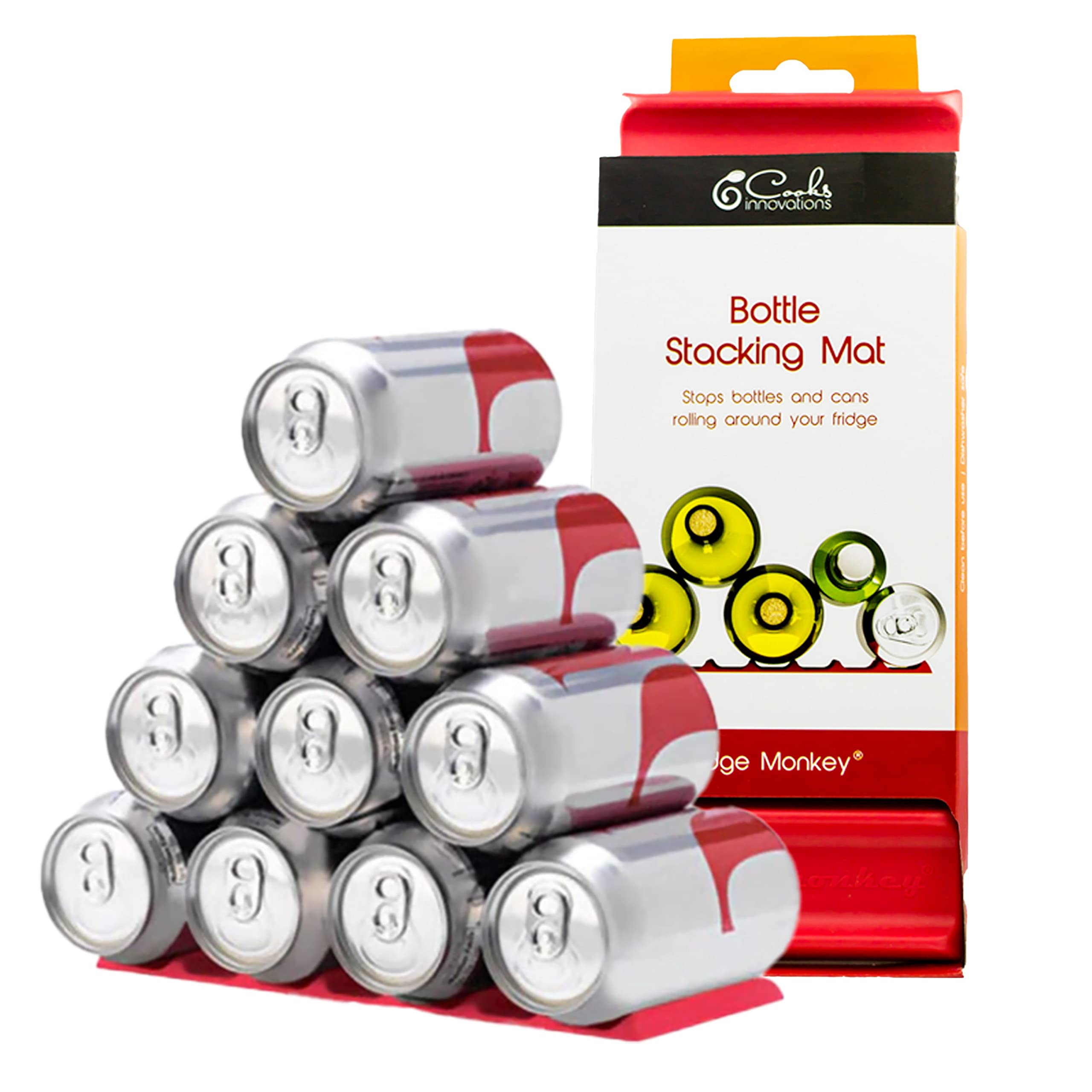 Cooks Innovations Fridge Beer Holder & Water Bottle Holder for Fridge- Fridge Monkey - Durable Non-Slip Drink Organizer for Fridge Refrigerator Drink Organizer Anti-Roll,Holds 10-4" x 9.75"