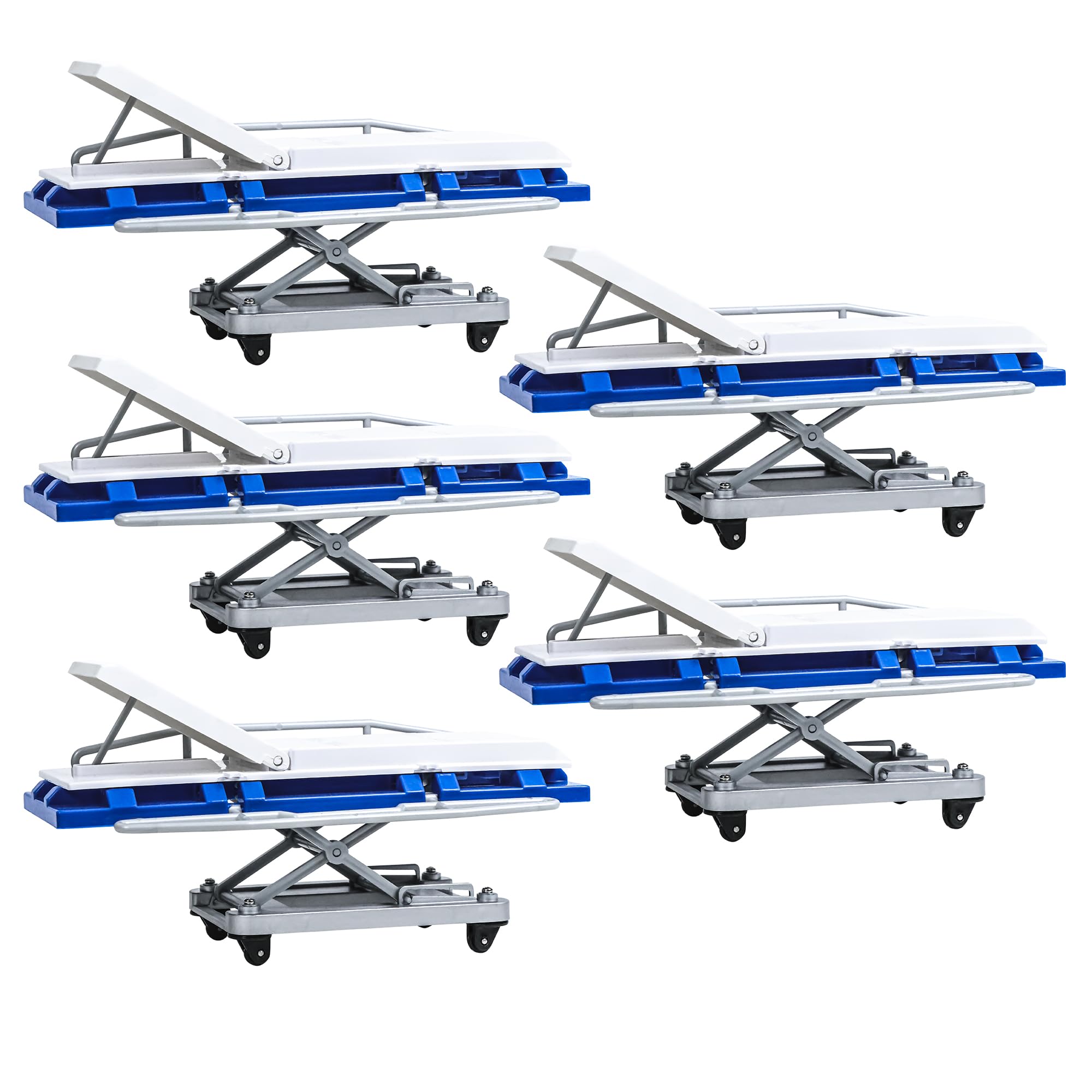 Set of 5 Blue and White Deluxe Moving Stretchers for Wrestling Action Figures