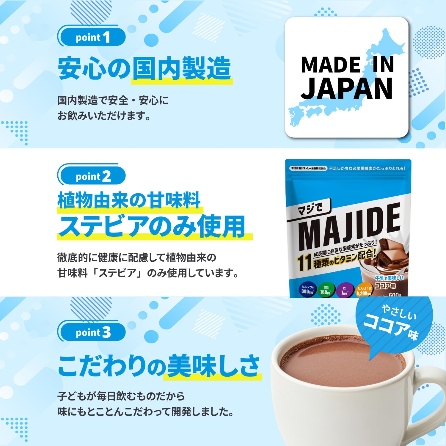 Amazon | MAJIDE ジュニアプロテイン ココア 本田圭佑 完全栄養食 30