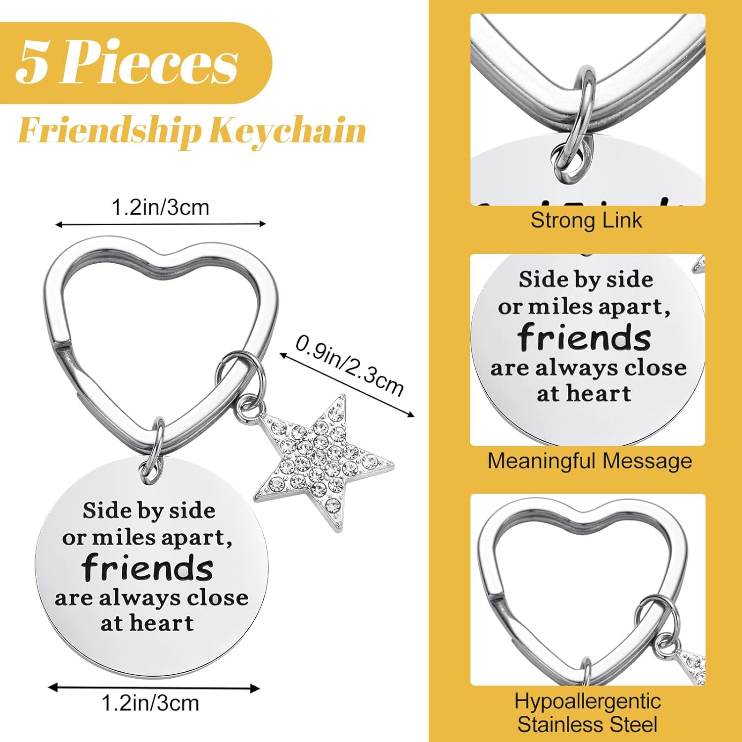 Kenning 10 Pieces Friendship Gifts for Women 5 Pcs Funny Friend Makeup Bag 5 Pcs Good Friends Are Like Stars Friendship Keychain Cute Star Keychain Birthday Presents Graduation Gift for Women BFF Teen - Image 3