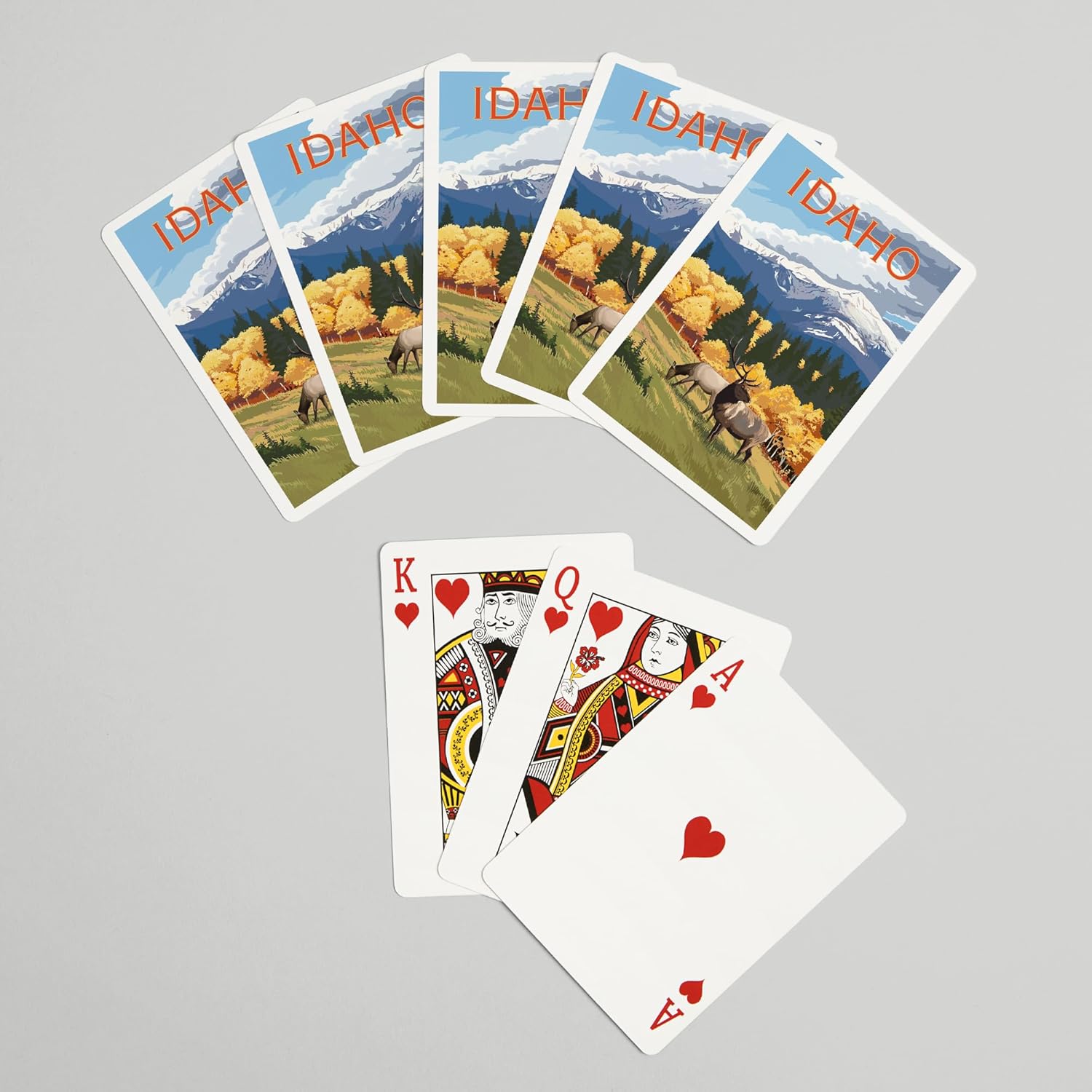 Lantern Press Idaho, Elk and Mountains, 52 Playing Cards for Adults, Poker Size Card Deck