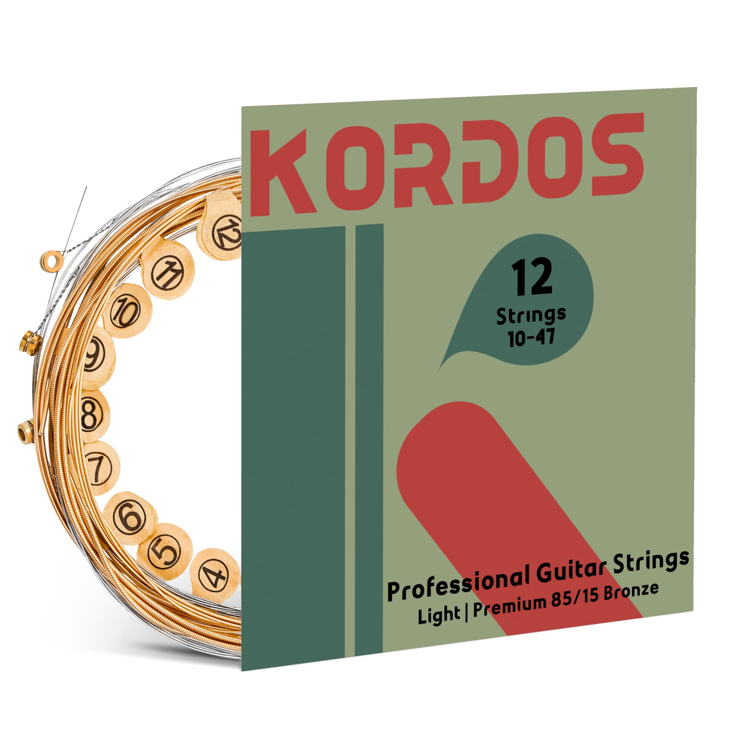 Cuerdas acústicas de 12 cuerdas, embalaje sellado al vacío de larga duración, cuerdas de guitarra para acústico juego de 12 cuerdas, bronce recubierto 85/15, extremos de bola de latón duradero,