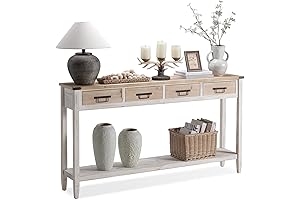 RUSTOWN 60 Inch Console Table: Farmhouse Chic for Your Entryway