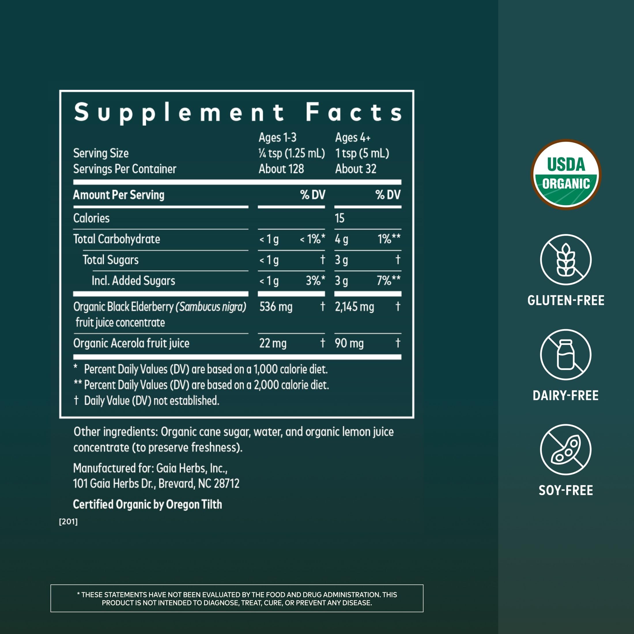 Gaia Herbs Black Elderberry Syrup, 5.4 Fl Oz, About 32 to 128 Servings — Amazon image 2