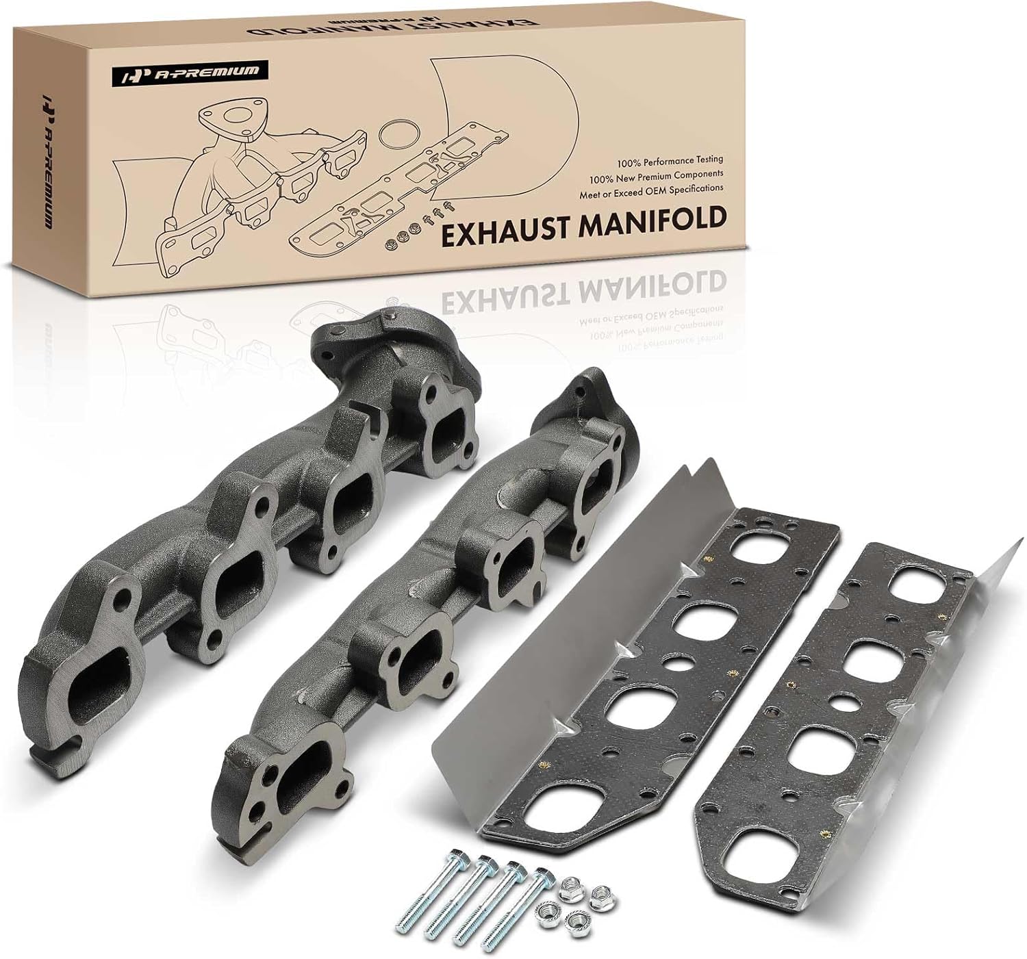 A-Premium Left & Right Exhaust Manifold Kit with Gasket & Nuts & Bolts [5.7L] Compatible with Ram, Dodge & Chrysler - 1500 3500 11-12, 2500 11-13, Ram 1500 2500 09-10, Ram 3500 09, Durango, Aspen