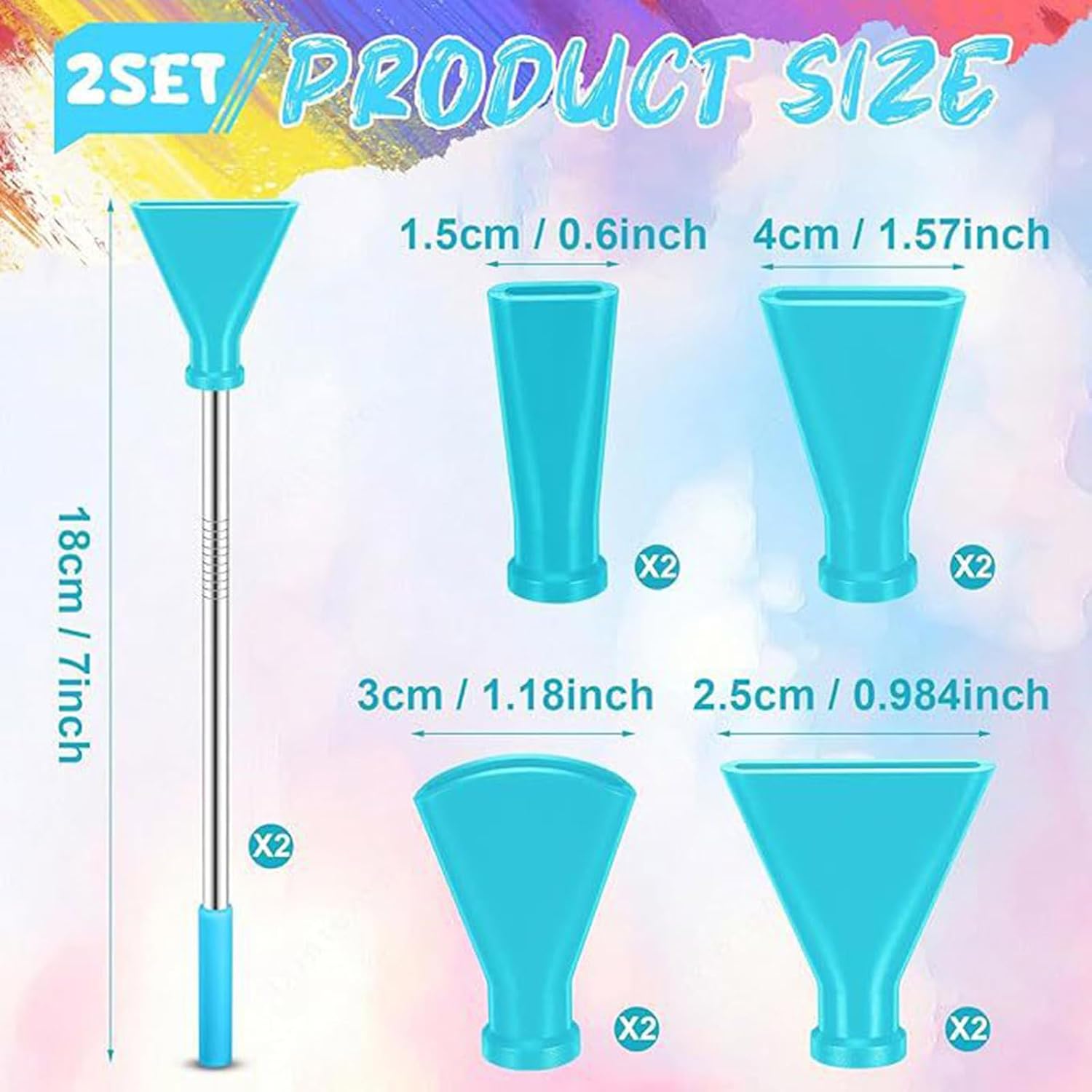 Multi Size Blow Nozzle Set With Stainless Steel Straws And Silicone Tip For Fluid Art Painting Creations Paint Supplies Multiple Size Blow Nozzles