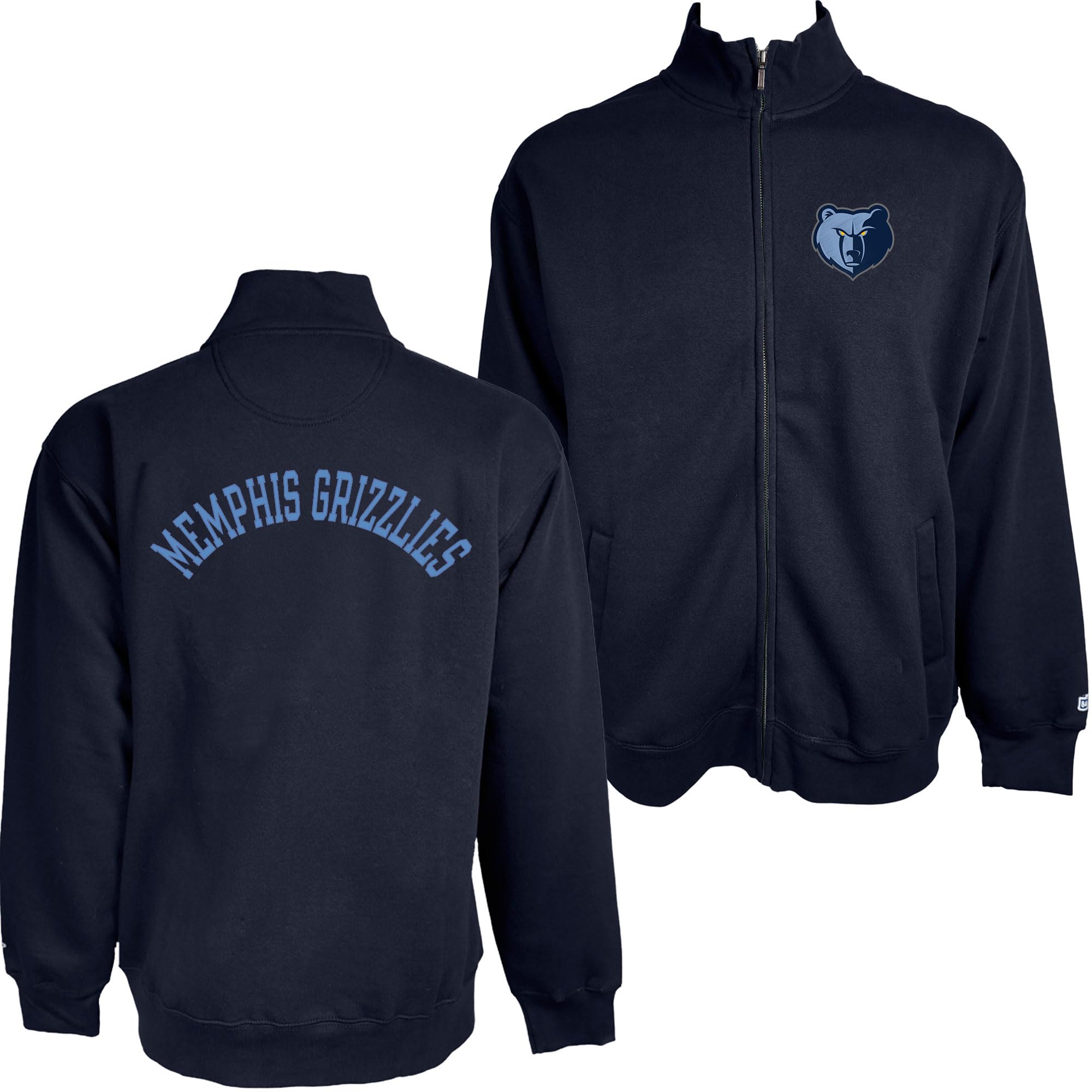 Blue 84 NBA unisex-adult Nba Officially Licensed Full Zip Sweatshirt Twill Embroidery Front/Back