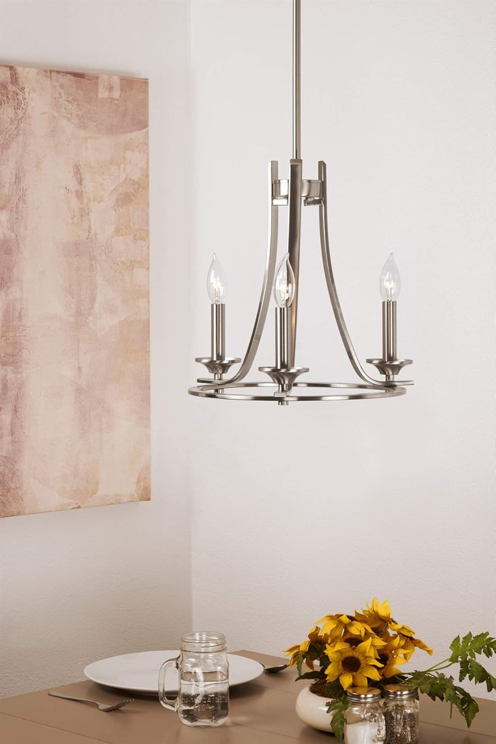 Prоduсt Dеаl Kira Home Leia 14 Modern 3-Light Kitchen Light Pendant Wagon Wheel Chandelier, Adjustable Height, Brushed Nickel Finish Uр Tо 60% оƒƒ Kira Home Leia 14 Modern 3-Light Kitchen Light Pendant Wagon Wheel Chandelier, Adjustable Height, Brushed Nickel Finish