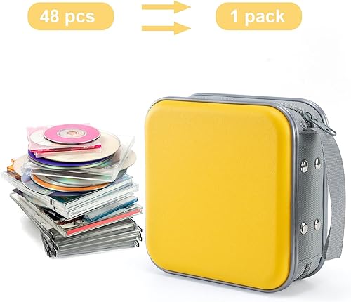 Miniatura 65 de Funda para DVD/CD, soporte portátil de capacidad para 48 - Organizador de cartera de almacenamiento de plástico duro para automóvil (morado)