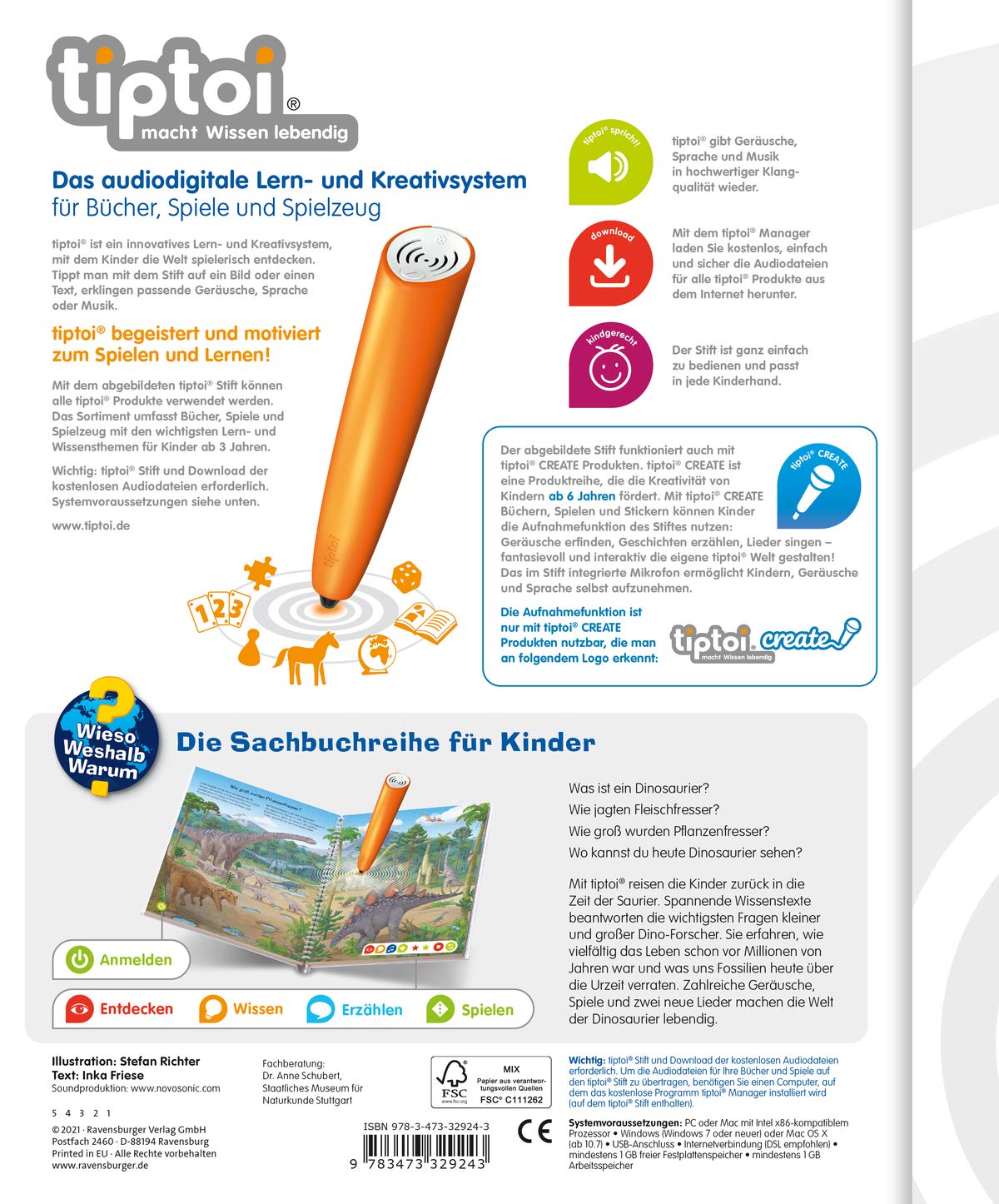 tiptoi® Wieso? Weshalb? Warum? Wir entdecken die Dinosaurier: Nur zusammen mit dem tiptoi-Stift spielbar! Stift muss separat erworben werden
