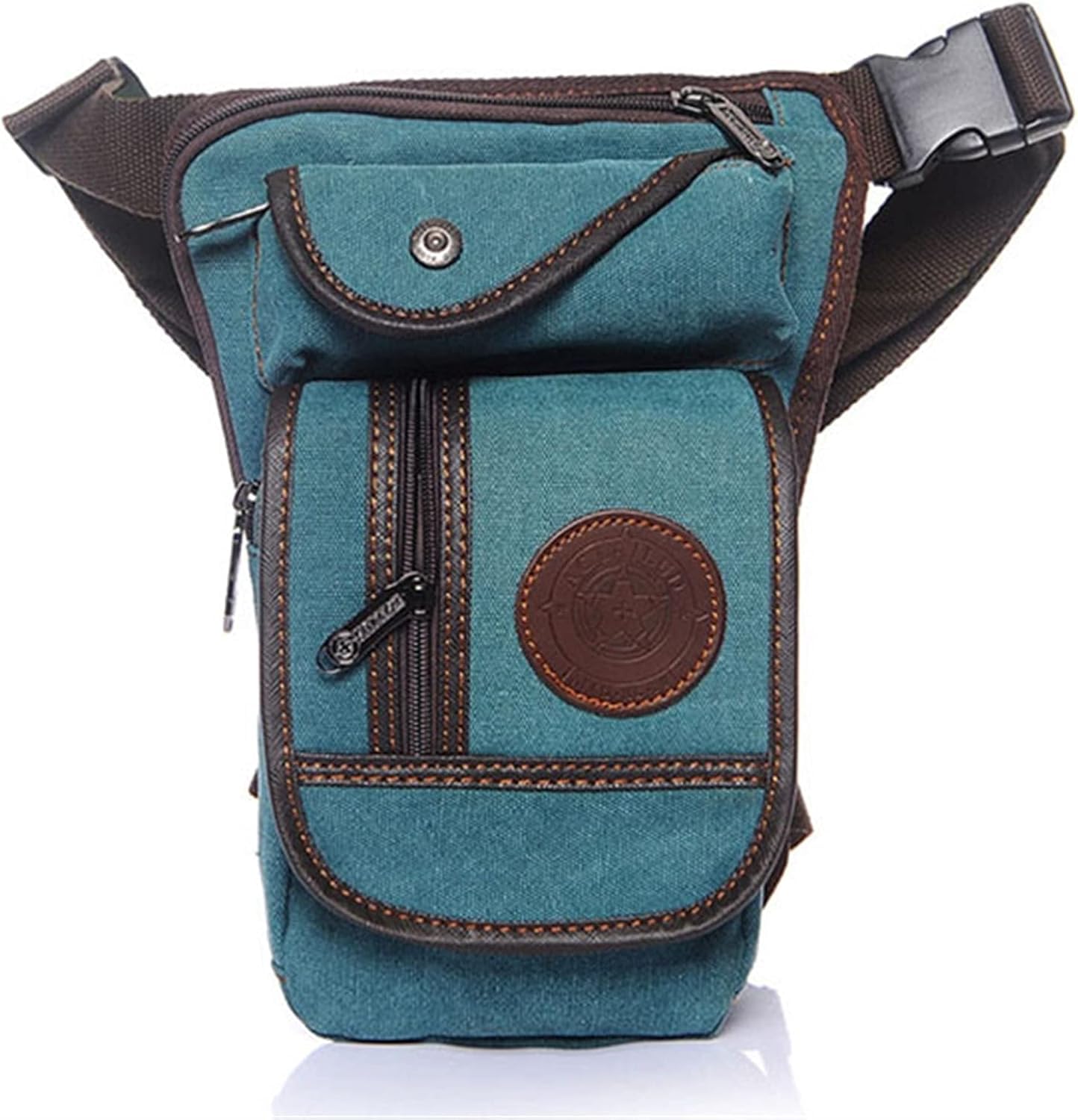 Pernera Moto Bolsa for Pierna, for Muslo, Cartuchera Vintage De Lona for Hombre, Pantalones Cintura, Cinturón for Cadera, Senderismo, Motocicleta, Cruzada for Misión(Green Canvas)