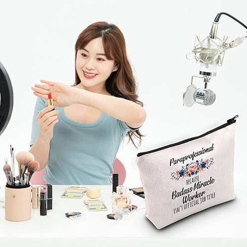 Miniatura 3 de G2TUP Paraprofessional Gift Para Maquillaje Bolsas Maestro Ayudante Graduación Badass Bolsa de Regalo, Paraprofesional, 4