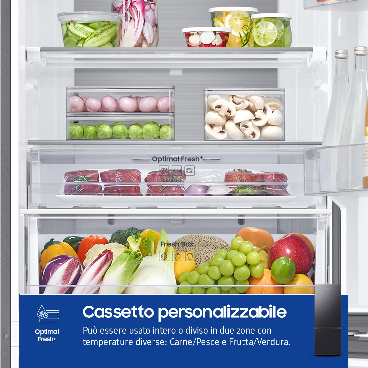 Samsung Frigorifero Combinato F1rst 75 AI RB53DG706AB1/EF, Wifi, Largo 75cm, Twin Cooling Plus, Metal Back, Total No Frost, 538 L, LxAxP: 75,6 x 203 x 71,1 cm, Antracite