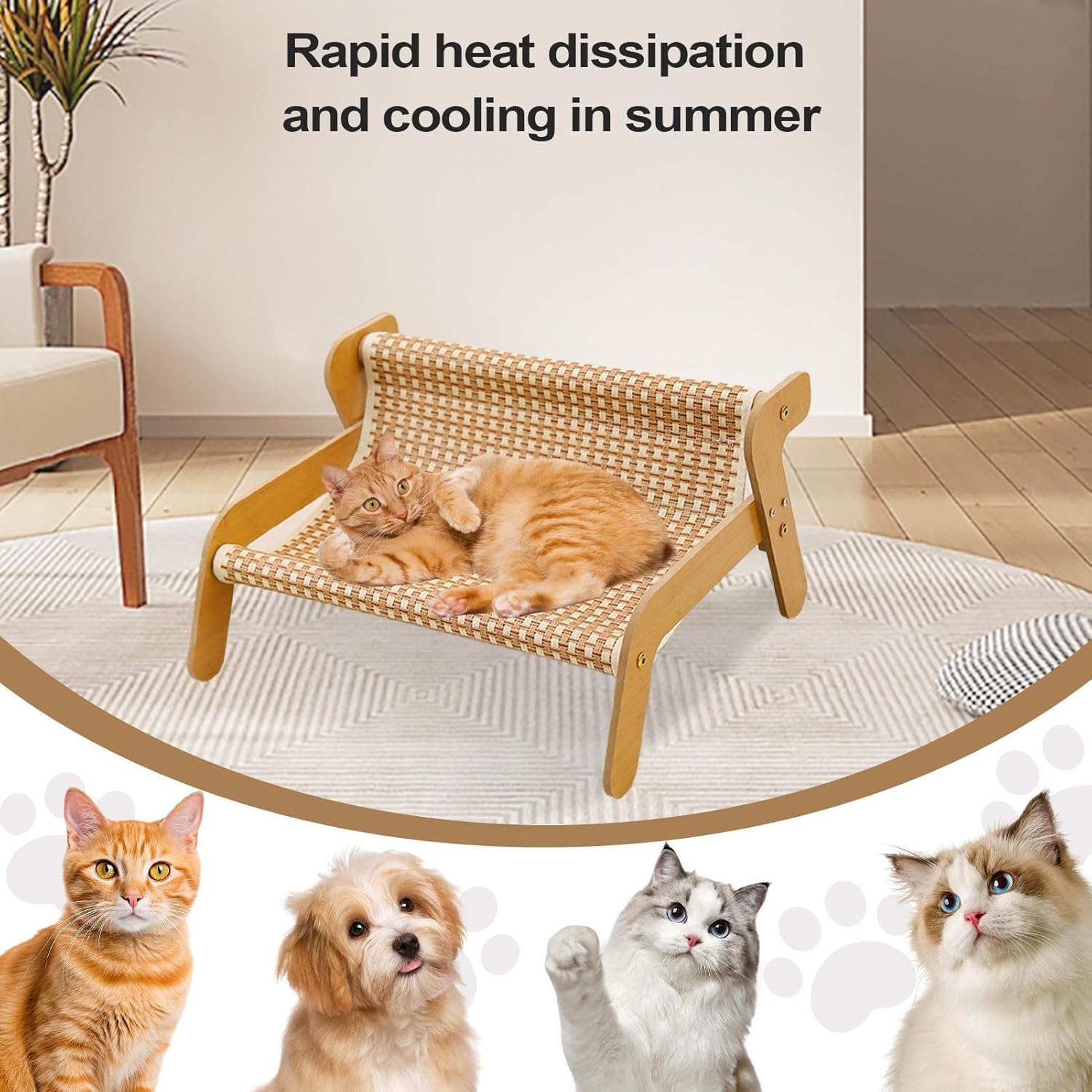 Cat Scratch Board Sofa, Sisal Scratch Couch, Wooden Scratcher for Cats, Furniture Claw Guard, Indoor Pet Activity Station, 54x44x28cm, for Home