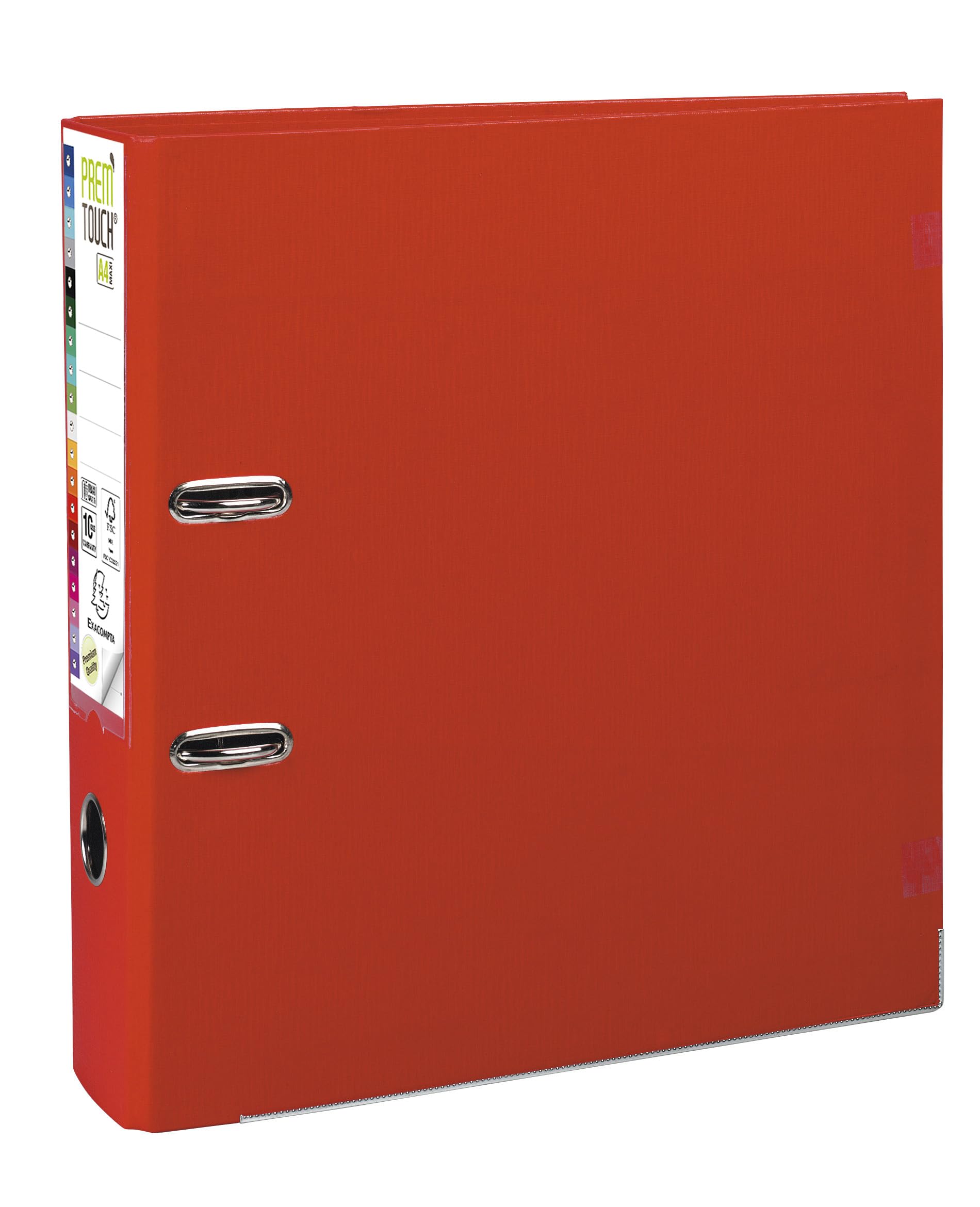 Exacompta - Réf. 53345E - Carton de 10 classeurs à levier A4 MAXI Prem'Touch - Dos 80 mm - Mécanique 80 mm - Dimensions extérieures : 32 x 30 x 8 cm - Format à classer A4 Maxi - Coloris : Rouge