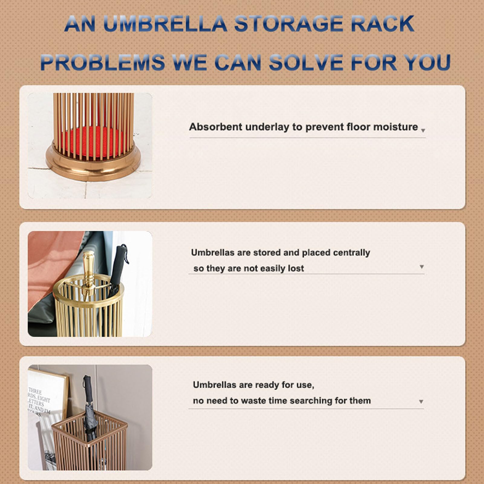 Portaombrelli in Metallo di Grande capacità, Adatto per ingressi, Hall di Hotel e Locali Commerciali, Dotato di portaombrelli - Elegante Design Nero.
