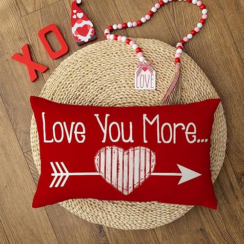 Miniatura 2 de AACORS AA342-12 - Funda de almohada para el día de San Valentín de 12 x 20 pulgadas, decoración de corazón, decoración para el hogar, decoración