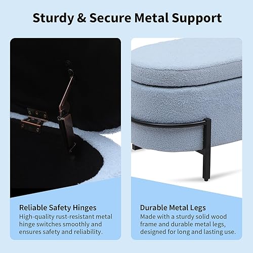 Miniatura 58 de Banco otomano de almacenamiento con brazos, banco de lino para dormitorio, banco de almacenamiento con botones para entrada, sala de estar, pasillo,