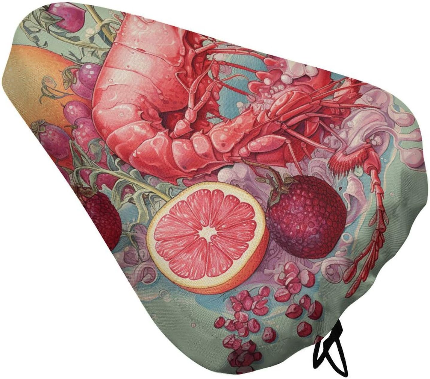 Pomegranates and Fruits Bike Seat Cover Water-Repellent Exercise Bike Seat Cushion Bicycle Saddle Cover with Drawstring Rain Snow Dust Covers for City Mountain Road Biking