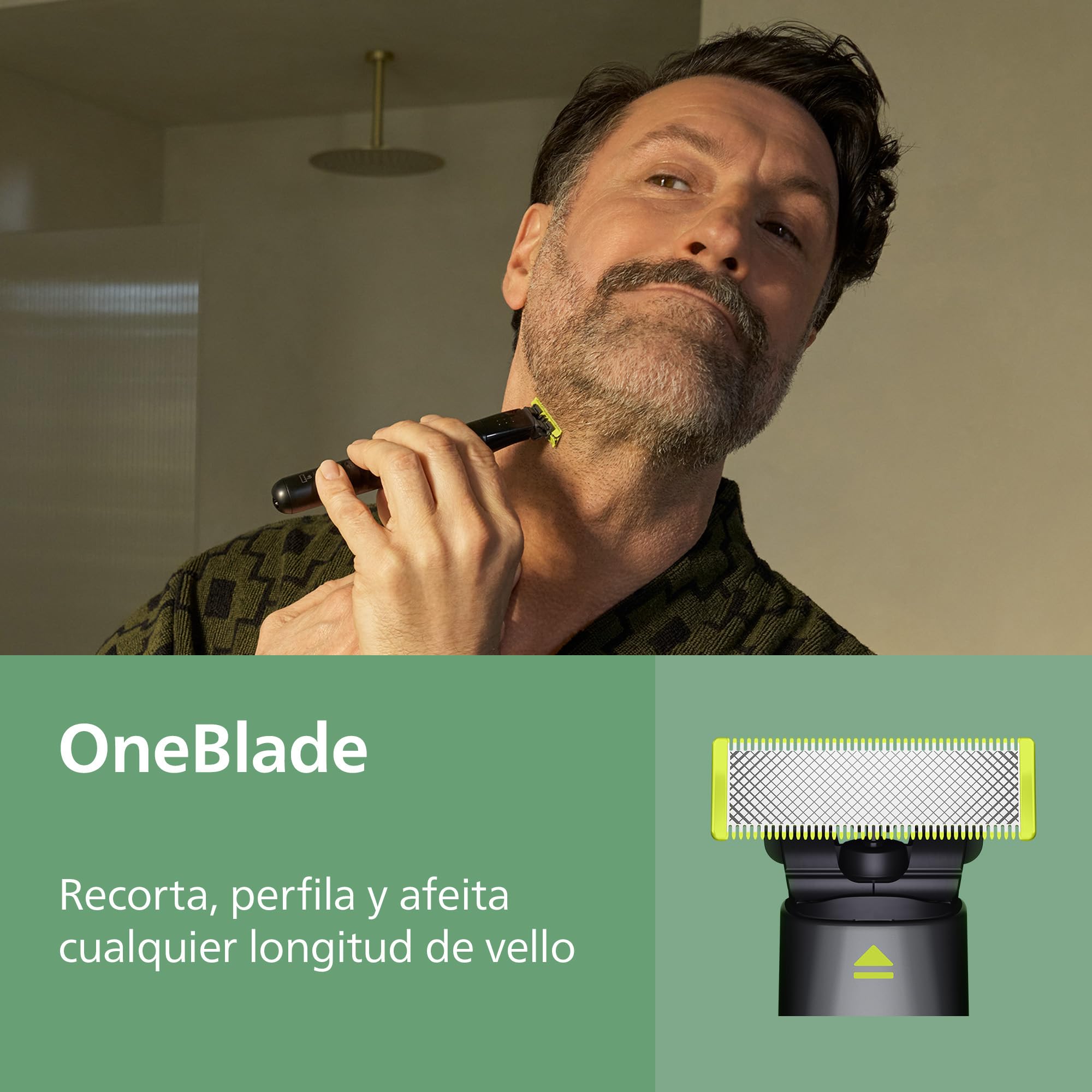 Philips Recortadora todo en uno de 19 en 1 Serie 9000 + OneBlade - Afeitadora y cortapelos hombre para rostro, cabeza y cuerpo, cuchillas de acero autoafilables, 27 longitudes, recargable, MG9956/15