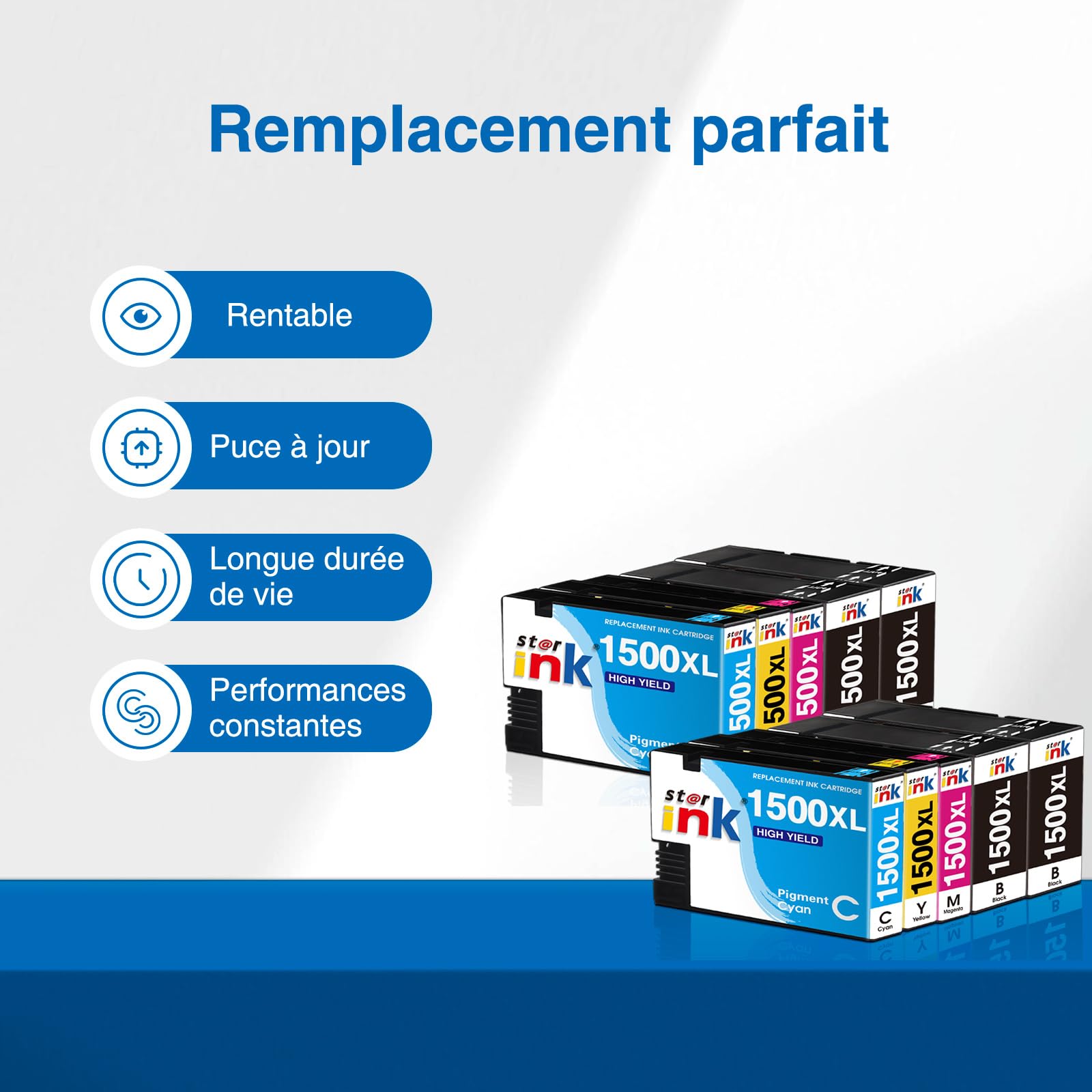 Lot De 4 Cartouches D'encre Cyan Compatibles Pour Canon MAXIFY MB2050 MB2155 MB2750 Etc. - 13ml - Neuf