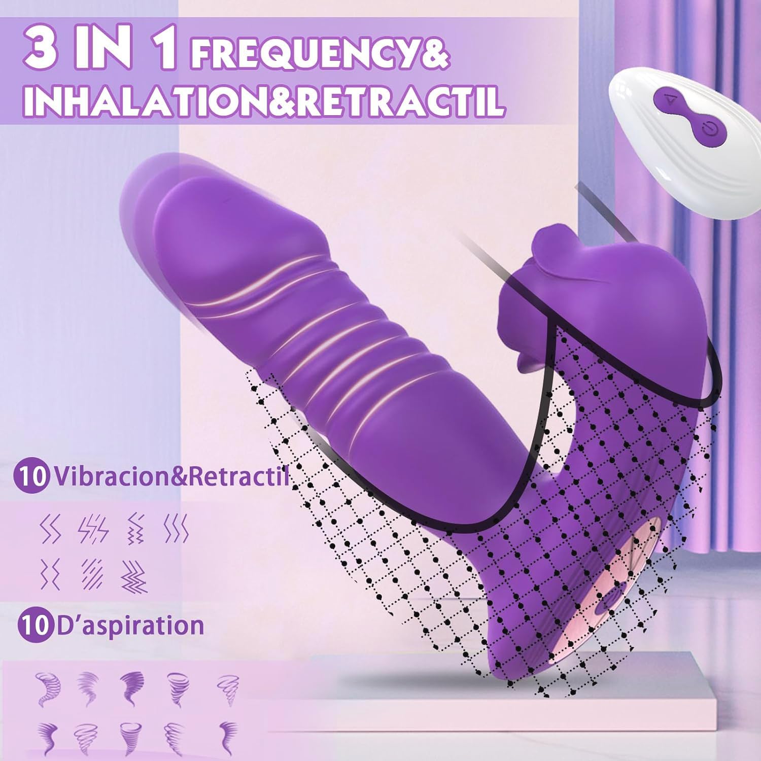Vibromasseurs Feminin Clitoridien Suceur va et vient,Femme Sextoýs Couple Plaisir Femme avec 10 * 10 modes de réglage Gode femme Sex toys avec Imperméable à l’eau, rechargeable