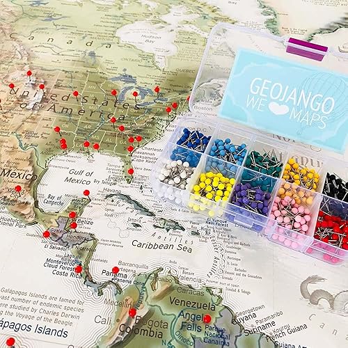 Miniatura 8 de Tablero de alfileres personalizado con mapa del mundo, lienzo estirado grande, póster enrollado o mapa enmarcado, mapa del mundo con alfileres para