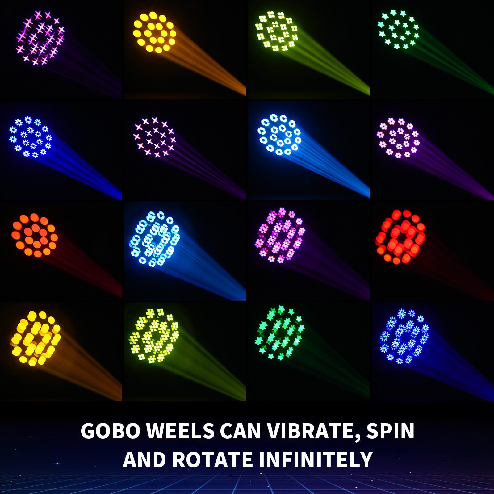 150 W LED-DJ-Licht, beweglicher Kopf, Bühnenlichtstrahl Halo, 8 Gobos, 8 Farben, 3D-rotierendes 18-Facet-Prisma, DMX 512 Sound-aktiviert für Hochzeit, Party, Kirche, Live-Events, Club, Disco