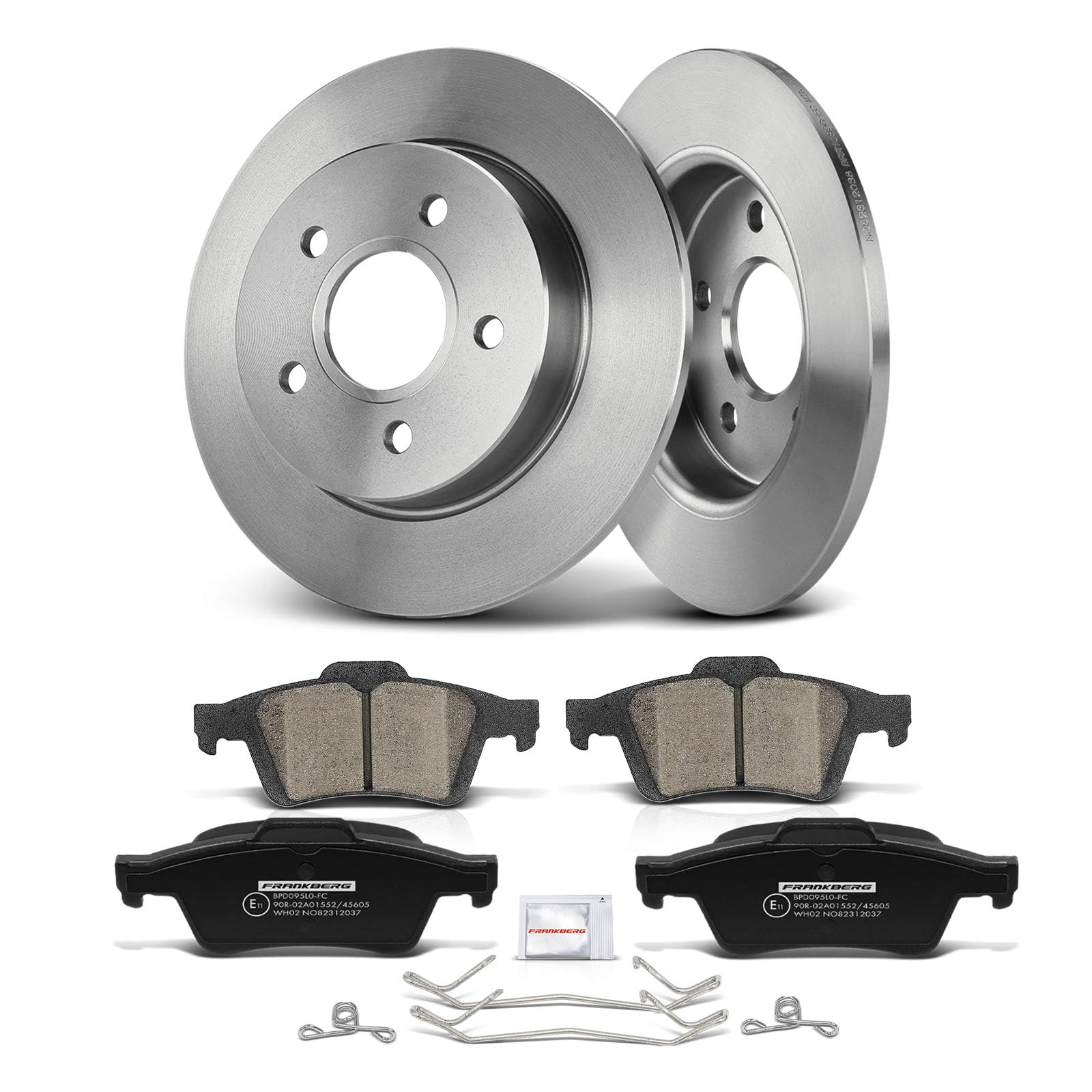 Frankberg 2 discos de freno 4 pastillas de freno | Compatible con: Torneo Focus II DA DS FFS, Focus II Cabriolet, C-Max DM2, Focus II DA DP HCP, Focus II Saloon DB DH FCH
