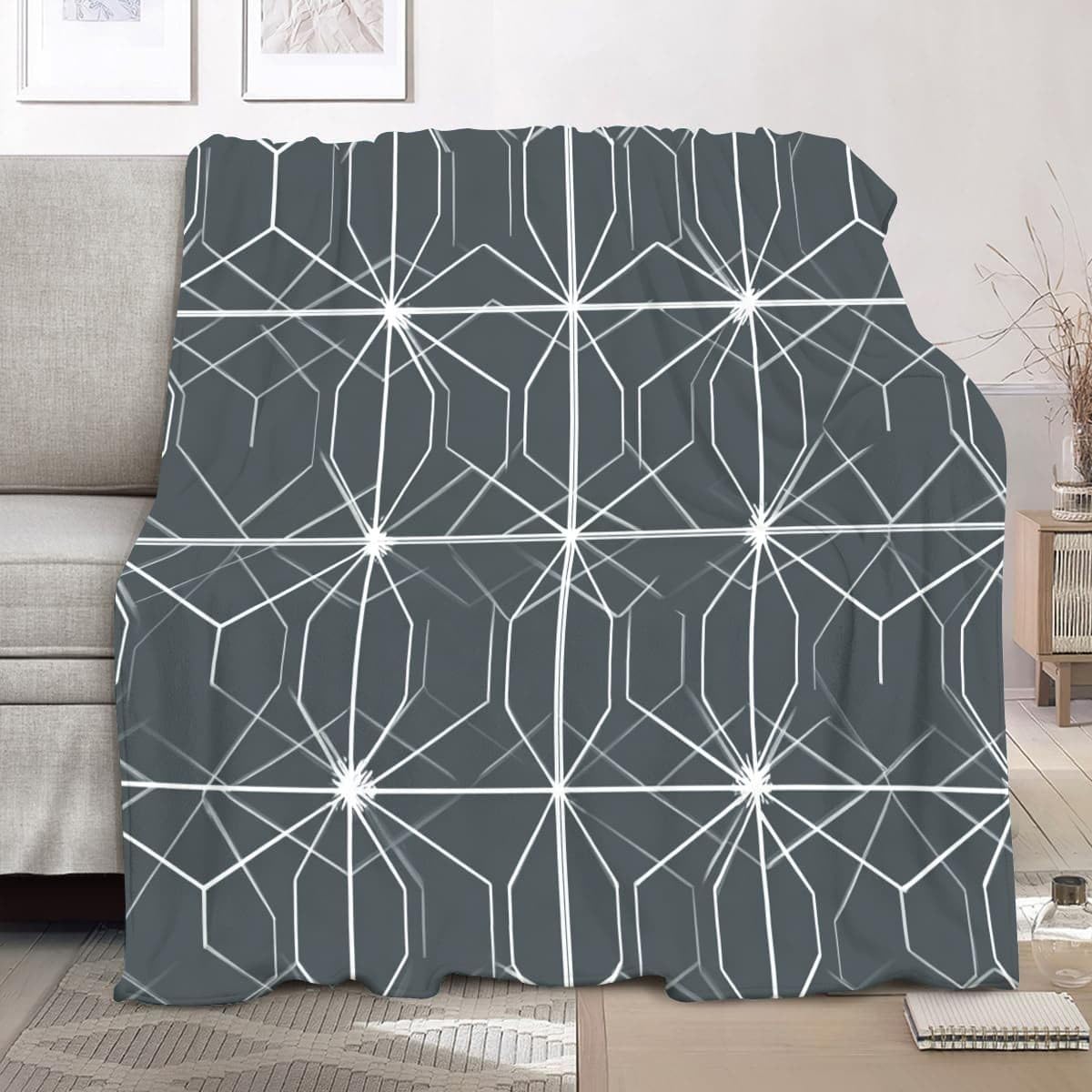 Couverture polaire douce flanelle sherpa 100x130 plaid canapé gris lit adulte enfant