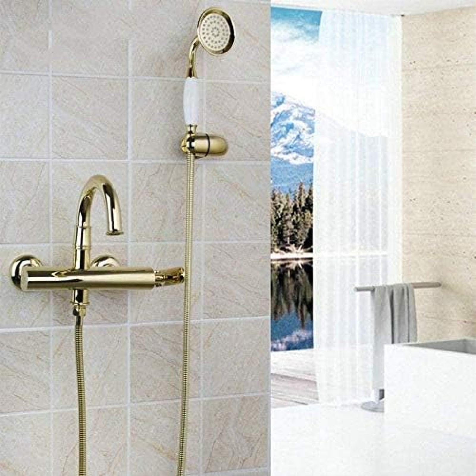 Aycdl Gold Faucet Shower Set Faucet Mixer Rain Tap Head Wall Chrome Hand Tub Mount Bathroom Sprayer Rainfall Valve Finish