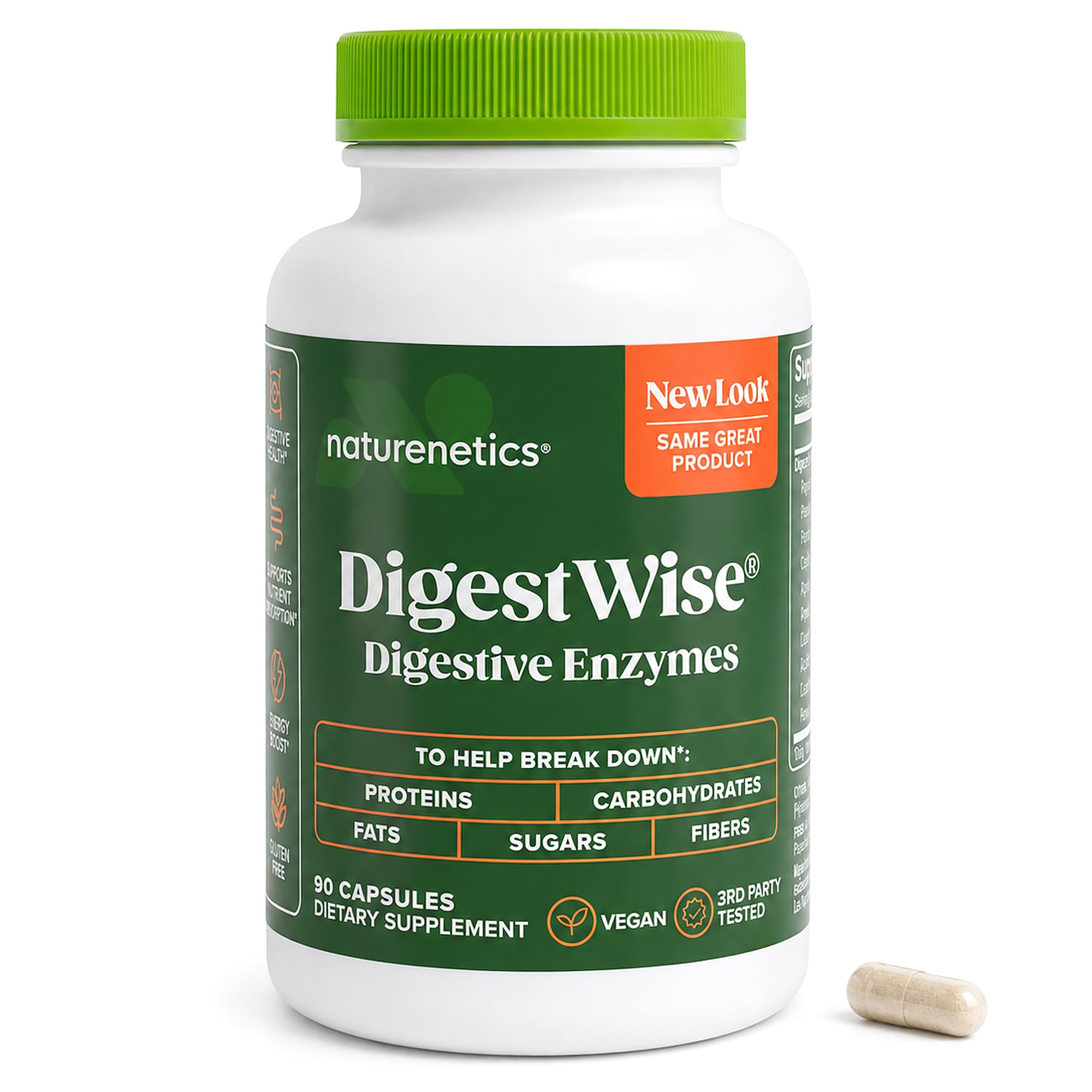 Naturenetics DigestWise Digestive Enzymes - 10 Ισχυρά Ένζυμα Vegan για την υποστήριξη της πέψης, του αερίου, της πλεύσης και της δυσκοιλιότητας Ανακούφιση - Keto Friendly - Lab Tested - 90 Κάψουλες (1)