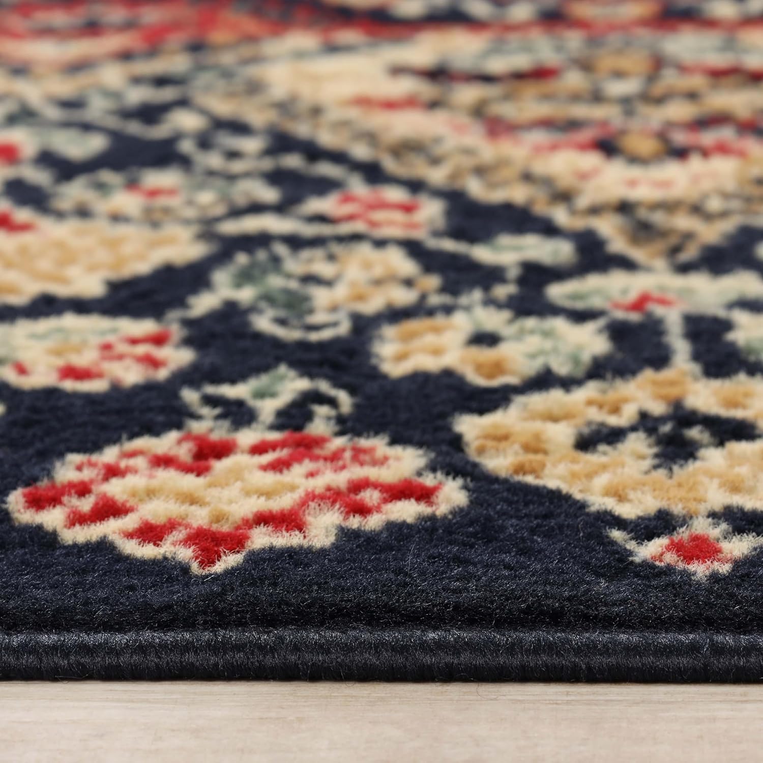 Superior Indoor Area Rug, Jute Backing, Modern Plush Rugs for Entryway, Kitchen Floors, Hallway, Office Floor Cover, Floral Medallion Rugs, Adena Collection, 3' x 5', Black