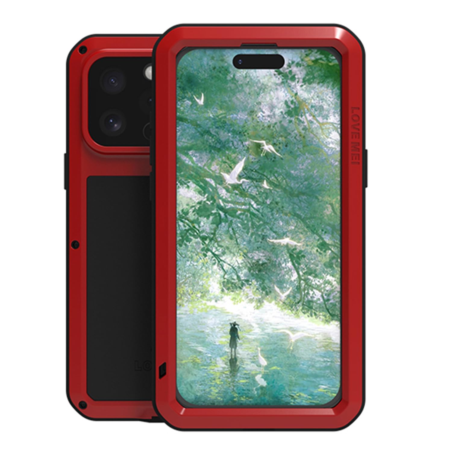 Coque iPhone 16 Pro Max robuste aluminium verre protection intégrale rouge - 8
