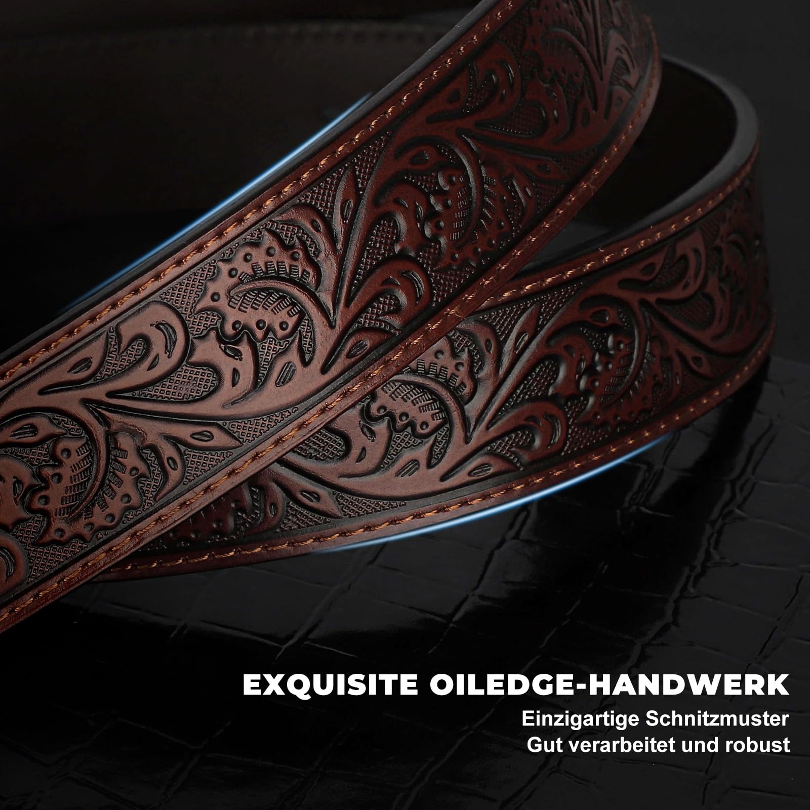 BELTROAD Western Leder Schnalle Gürtel für Männer Frauen Cowboy Cowgirl Herren Ledergürtel für Jeans Weihnachten Herrengürtel Geschenke