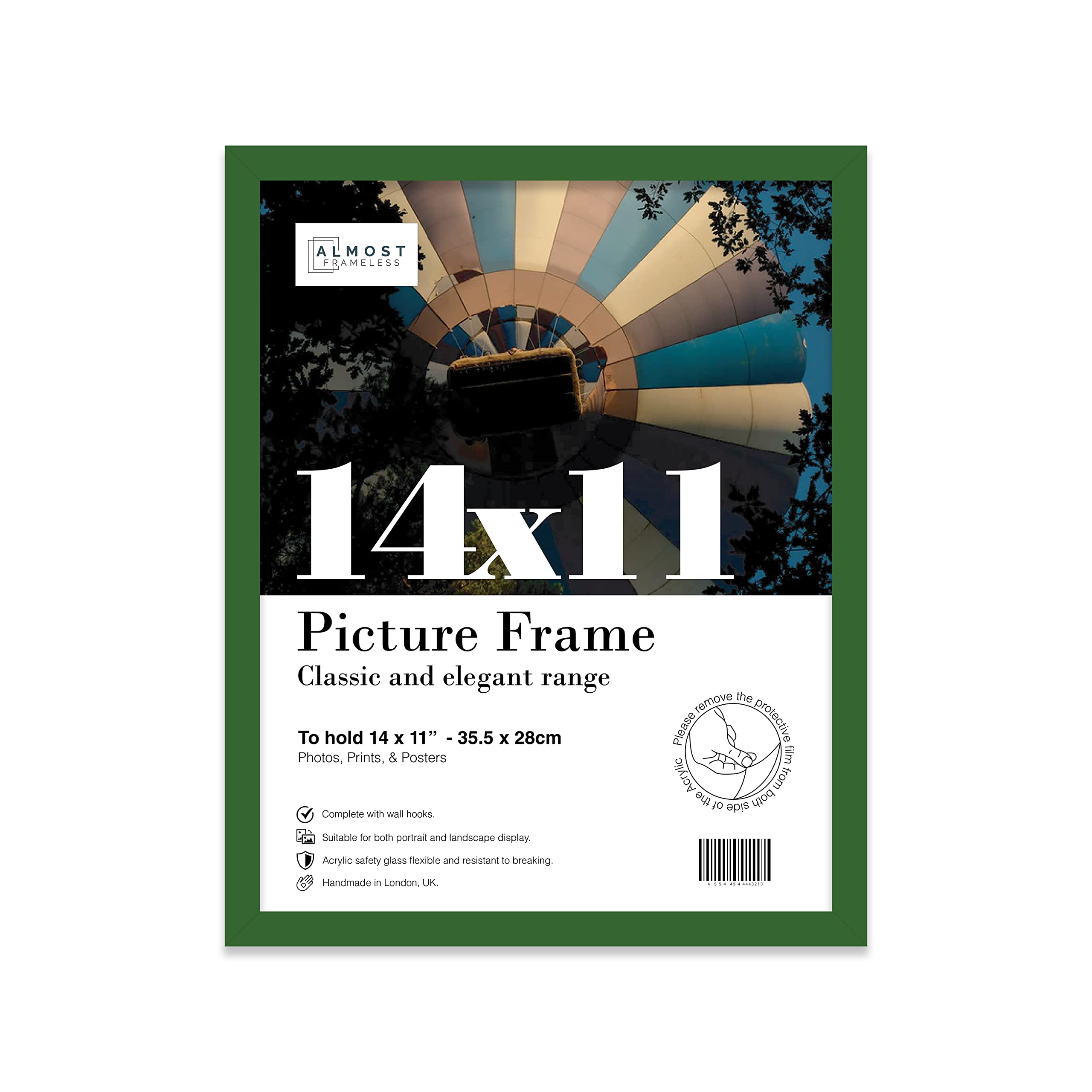 14x11 Inch Green Photo Frame Wall Mountable Picture Frame Standard Photograph Size, 14" X 11" (36 X 28cm)
