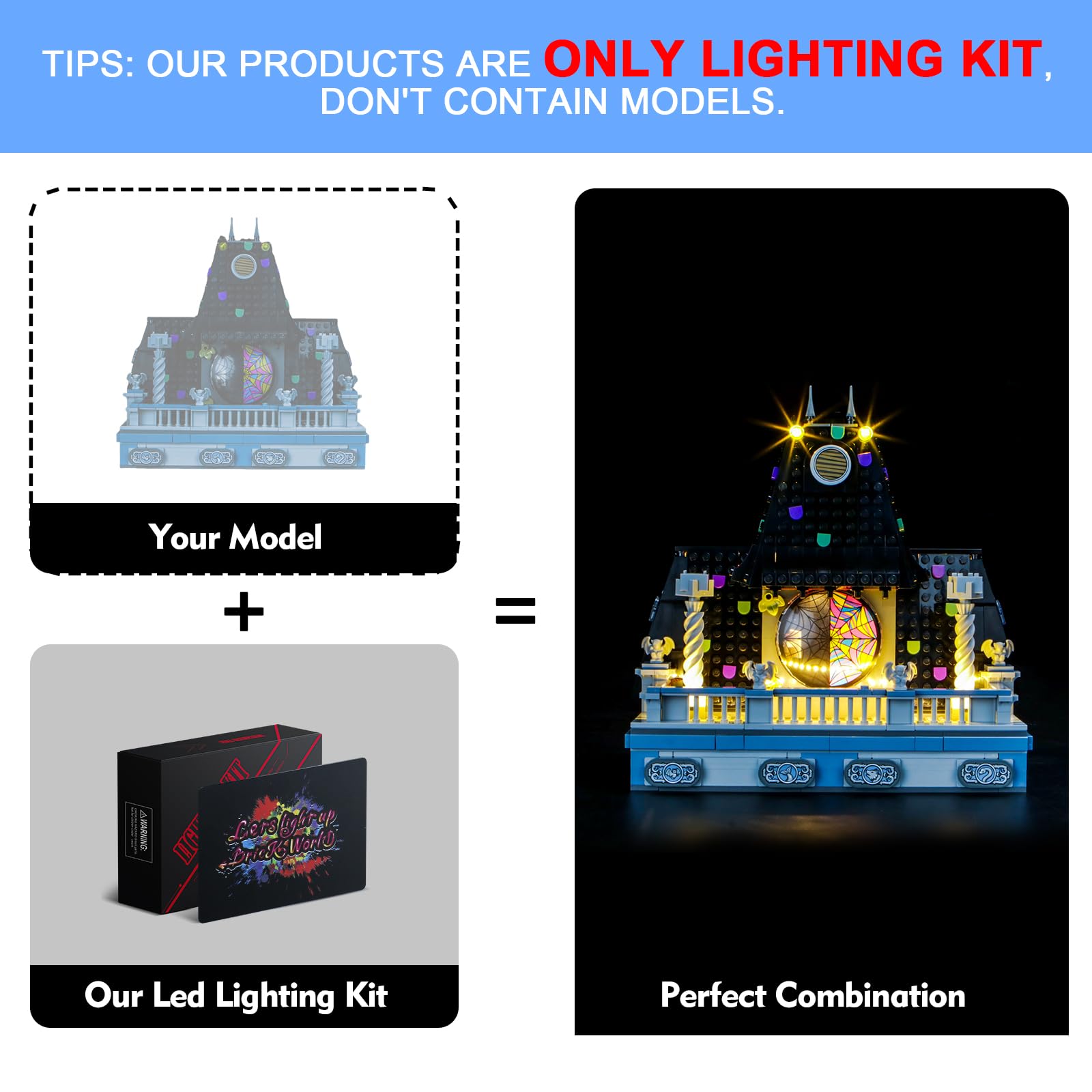 LocoLee RC Led Light Set Compatible with Lego Wednesday & Enid's Dorm Room Led Decoration Lighting Kit Compatible with Lego 76781 Building Blocks Model,Only Lights Set,No Model - Image 2