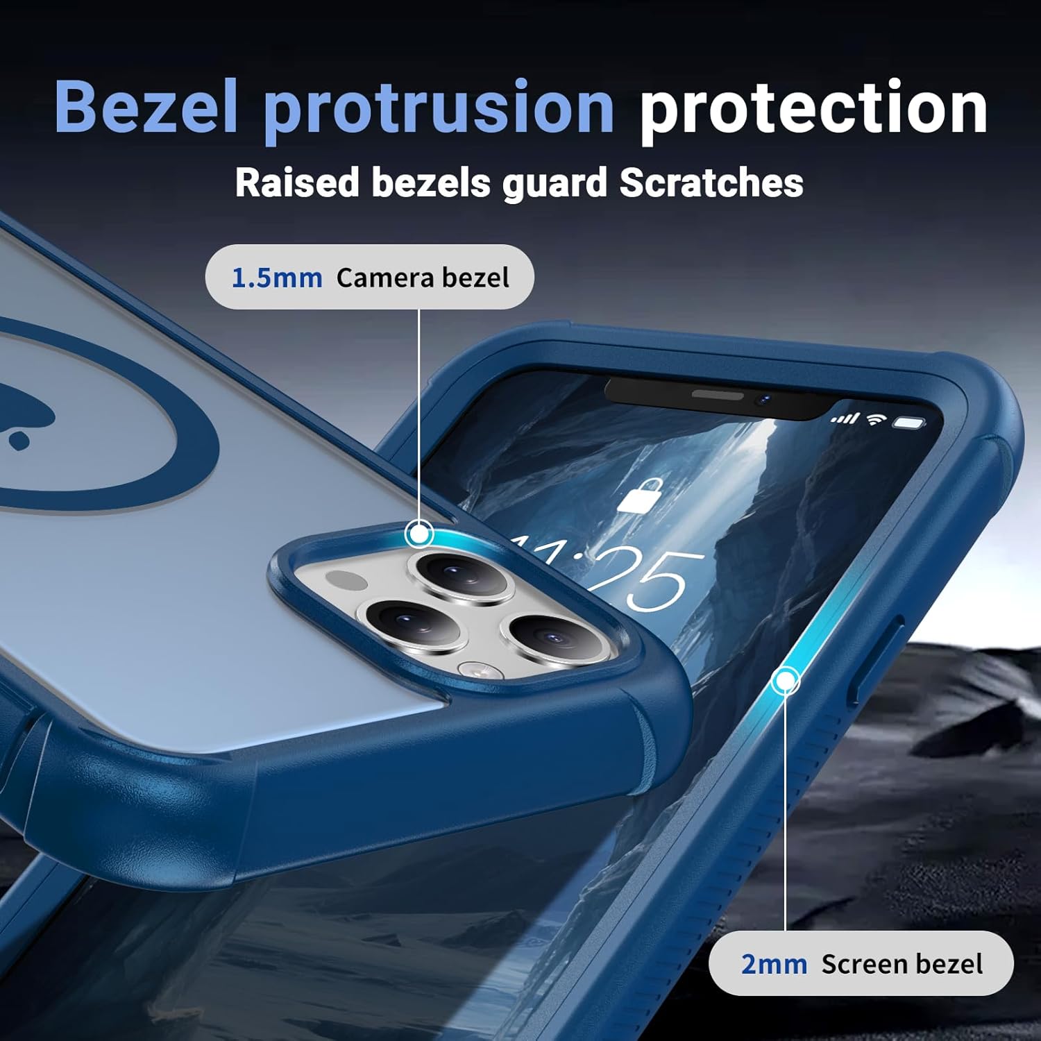 Magnetic for iPhone 11 Pro Max Case, [Compatible with MagSafe][Military Grade Drop Protection][Heavy Duty Protection][Non-Slip][Shockproof] 2-Layer Durable Bumper Phone Case 6.5''-Deep Blue