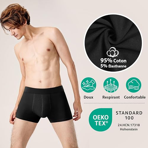 QINCAO Boxers Homme Lot de 6, Coton sans Logo, Confort Bien ajusté - 2