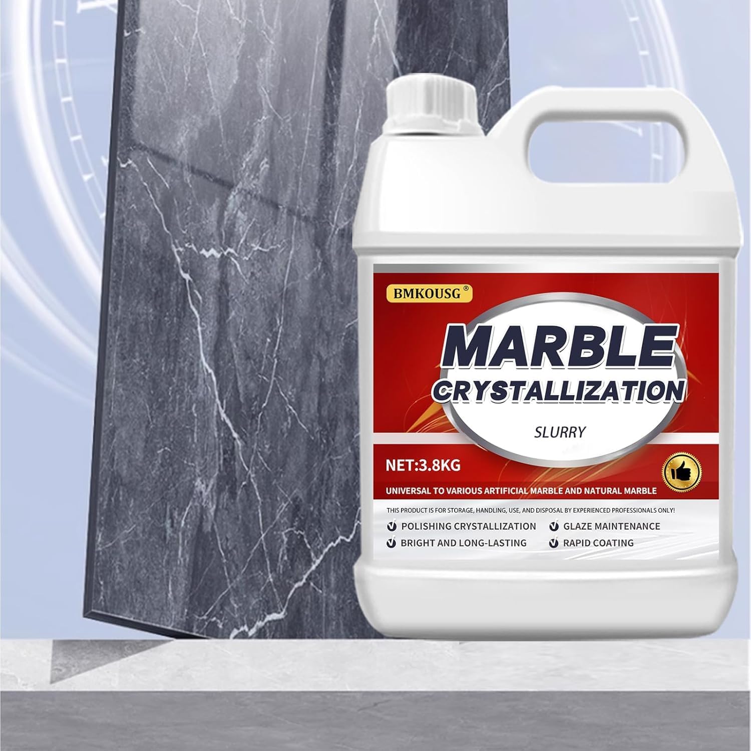 Marble Care Polishing,Mirror Brightening Treatment,Crystal Plating Maintenance,Marble Crystallization Slurry-1 Gallon (1Pce)