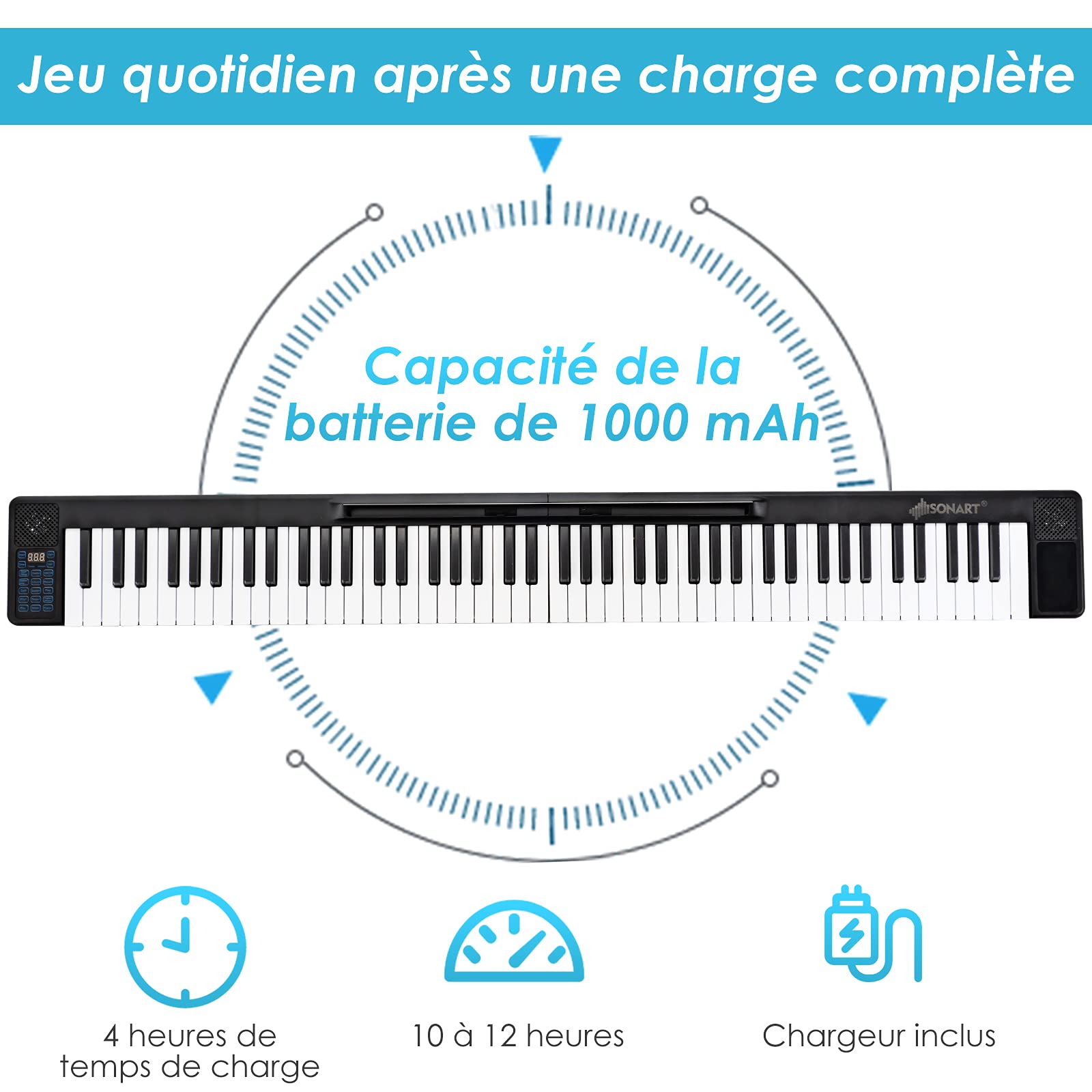 GOPLUS Piano Numérique avec Clavier de 88 Touches, Piano Electrique avec Touches Détachable en 2 Pianos à 44 Touches, Piano portable avec Fonction MIDI et Bluetooth, Pédale et Batterie, Noir (Noir)
