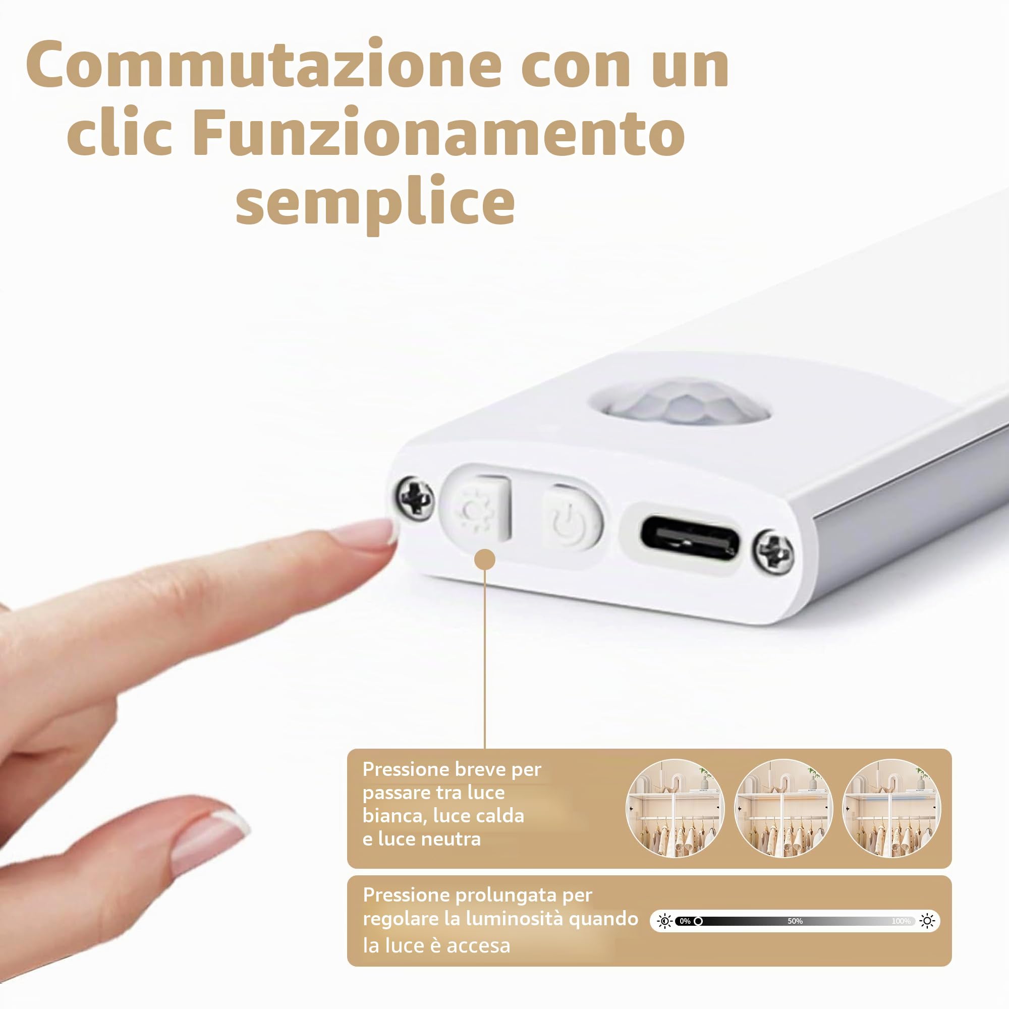 Guardaroba bianco - 80 cm di larghezza - Con appendiabiti e luci LED - Molto spazio di archiviazione - Armadio polivalente a 2 ante con 2 cassetti - Per camera da letto (80 x 50 x 175 cm)