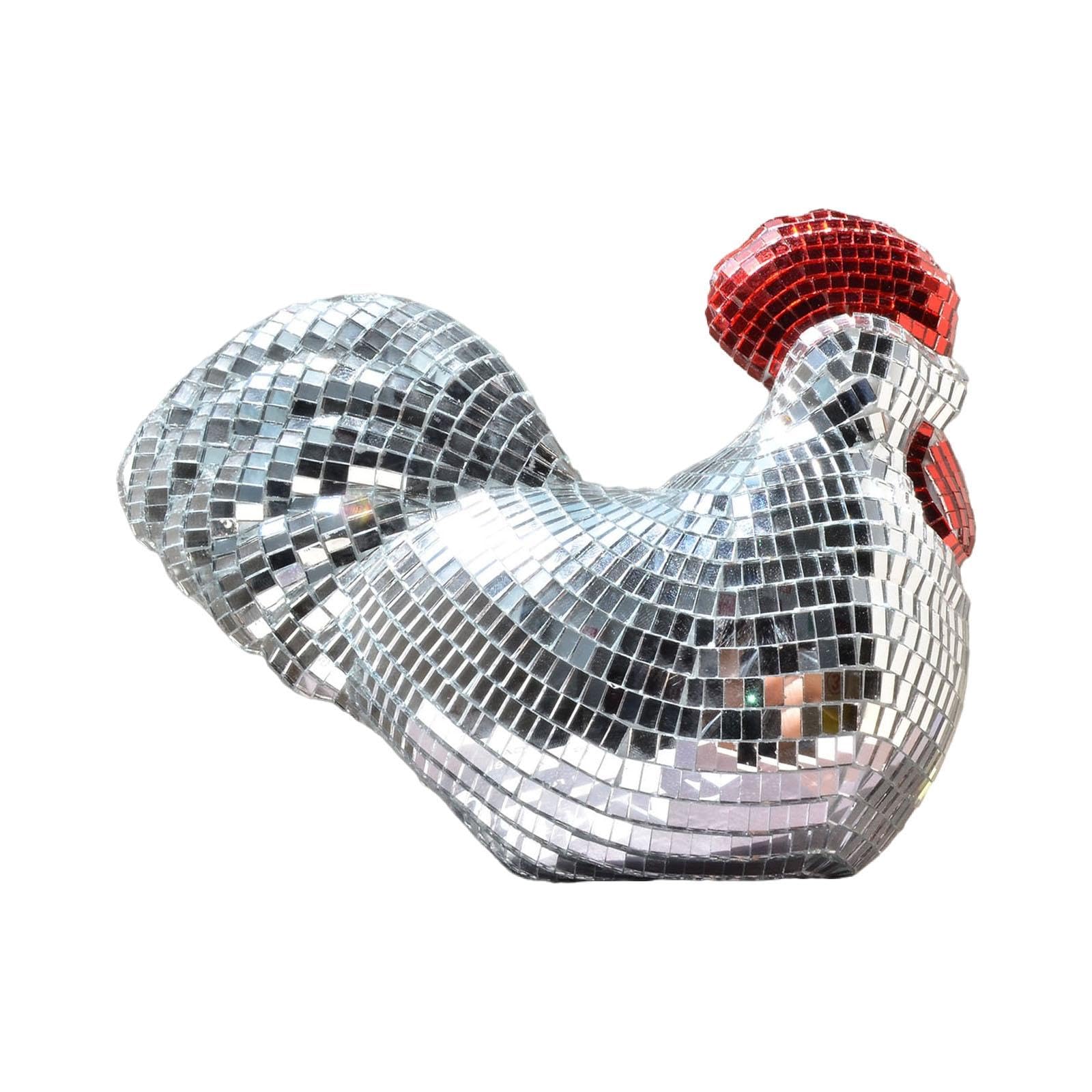 Cadeau original figurine poulet boule à facettes pour crémaillère et fête